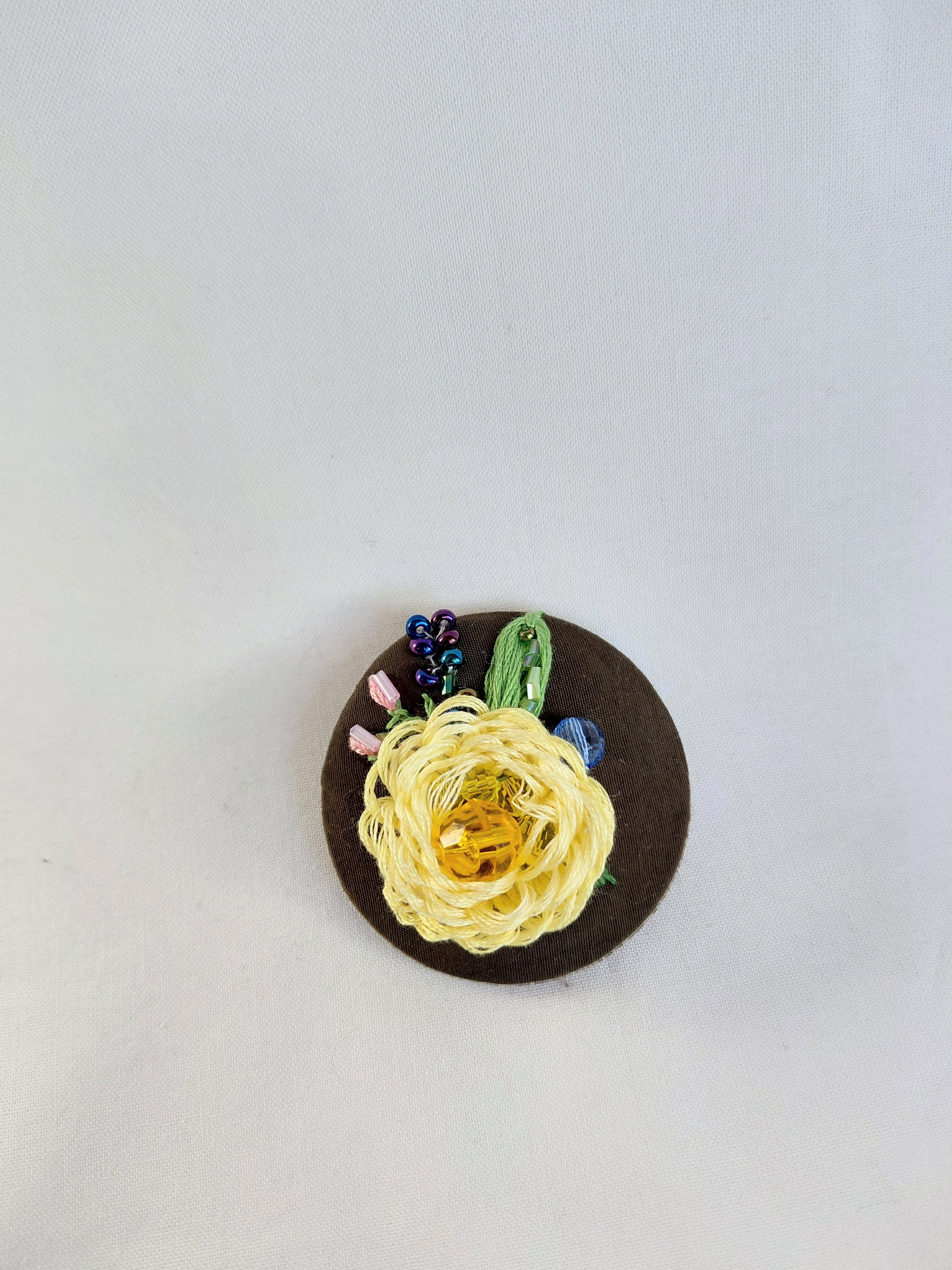 yellow flower brooch 036- Handcrafted Statement Jewelry