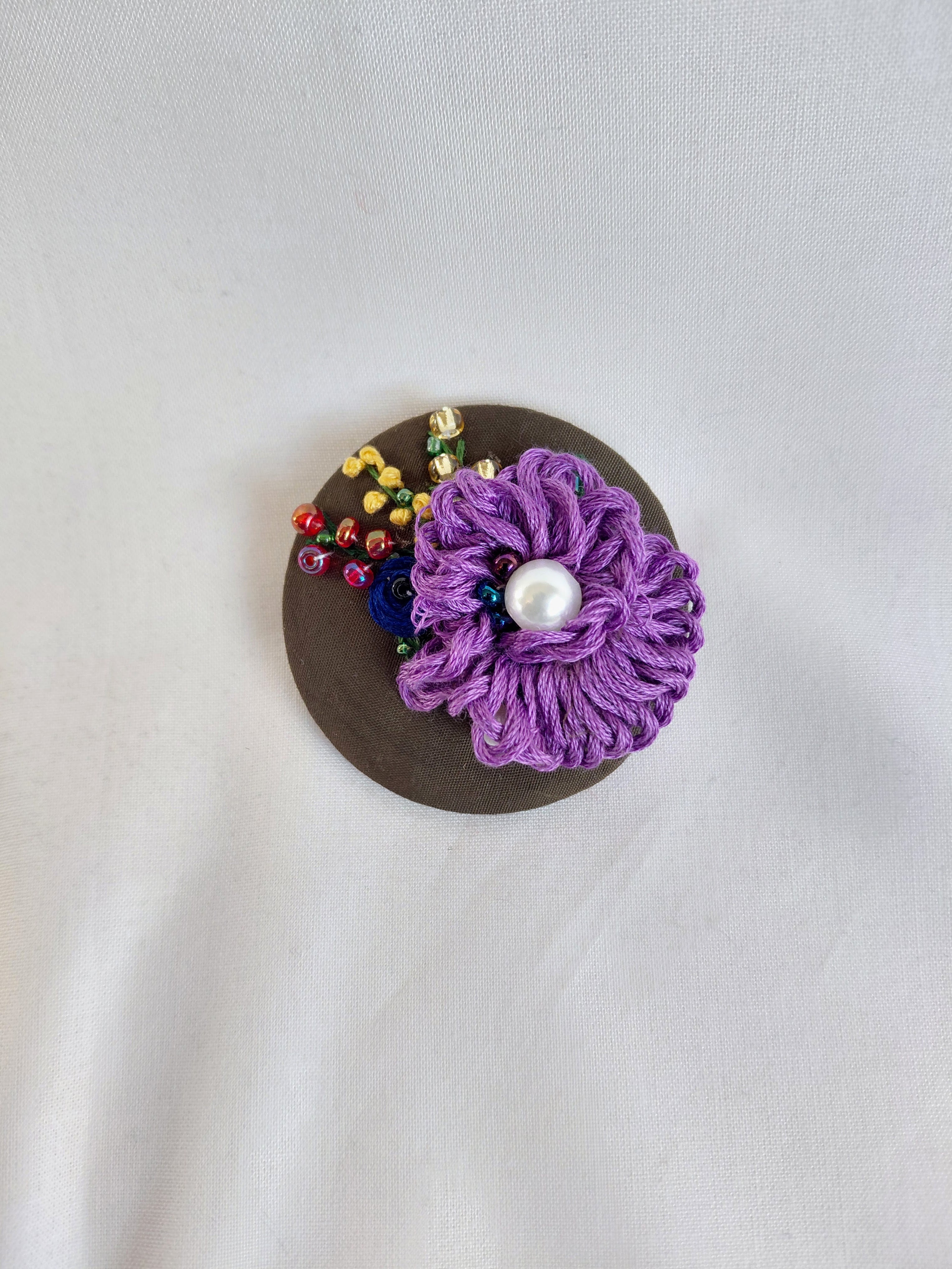 purple flower brooch 030- Handcrafted Statement Jewelry