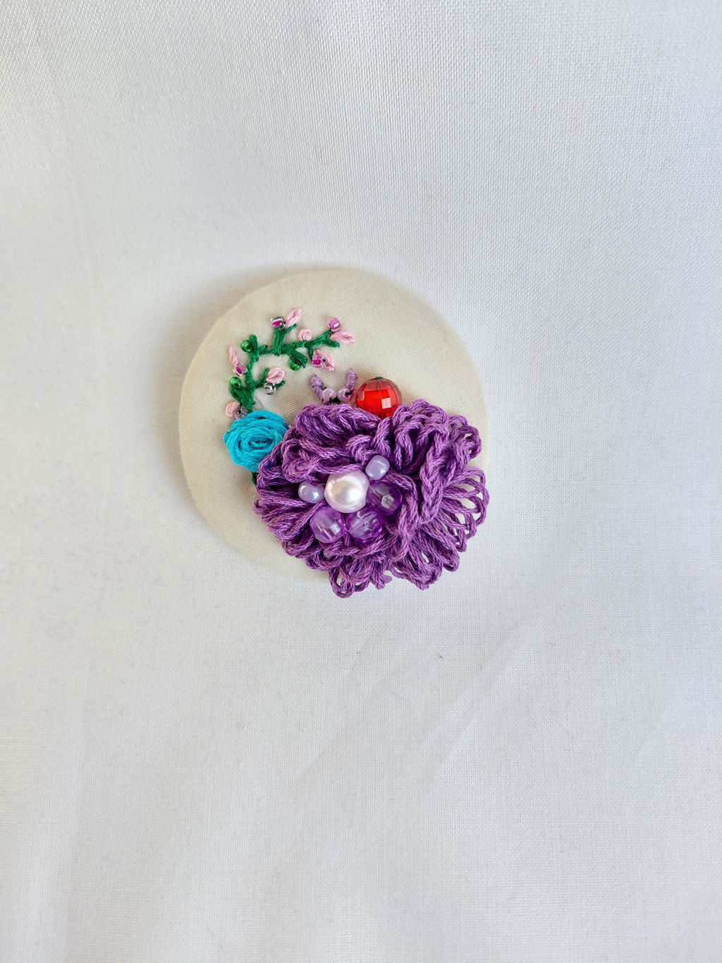 purple flower brooch 031- Handcrafted Statement Jewelry