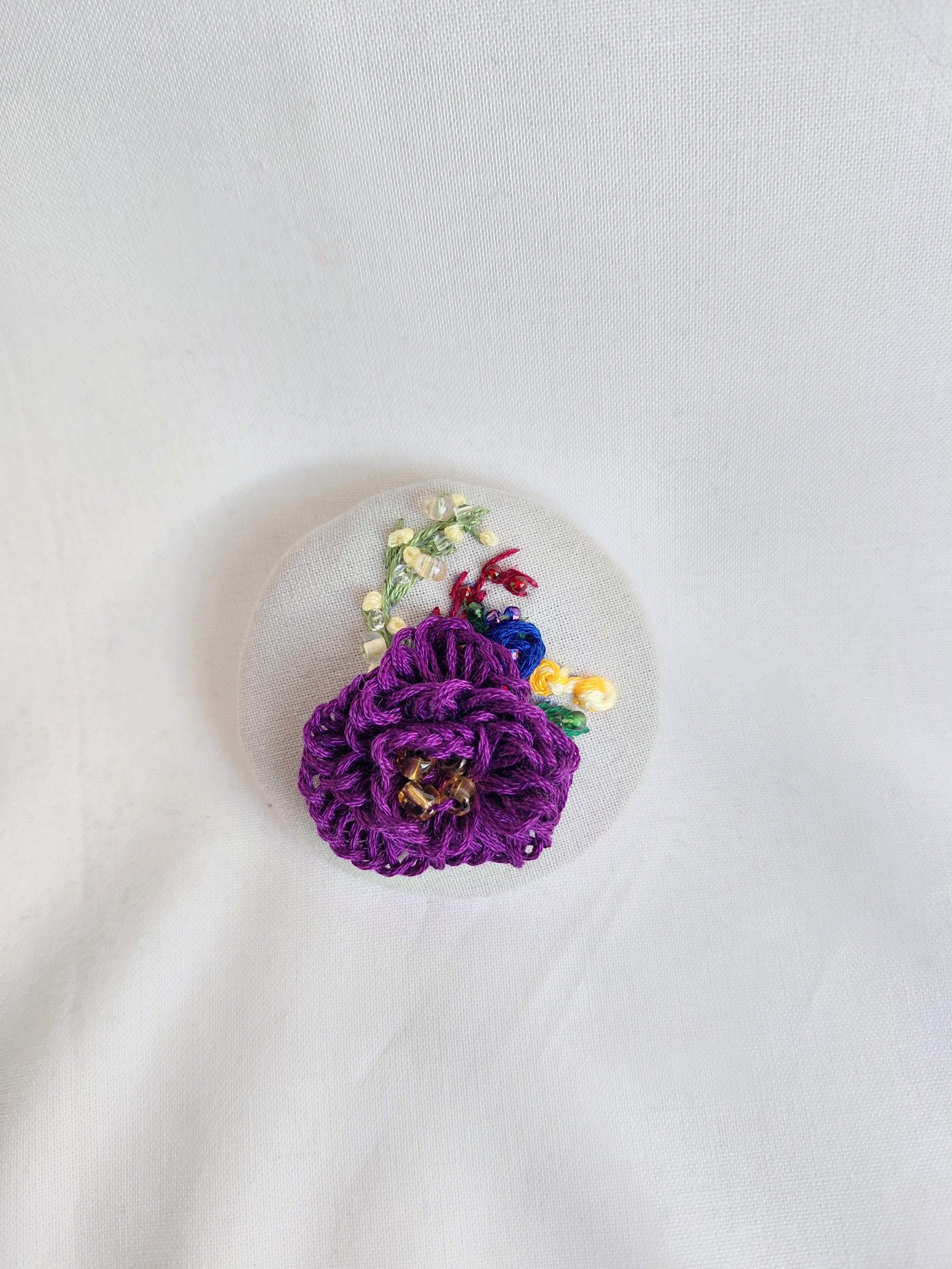 purple flower brooch 032- Handcrafted Statement Jewelry