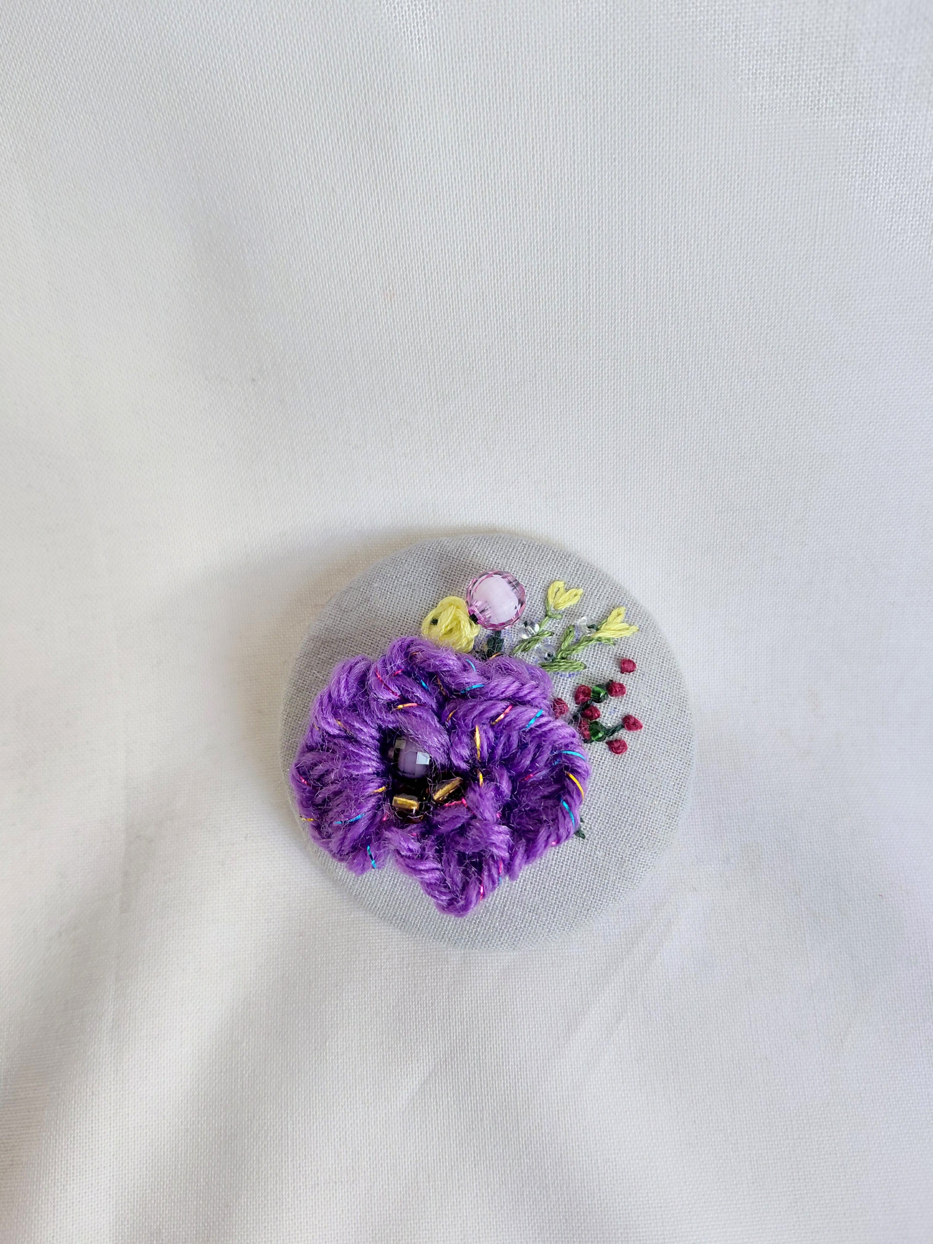 purple flower brooch 033- Handcrafted Statement Jewelry