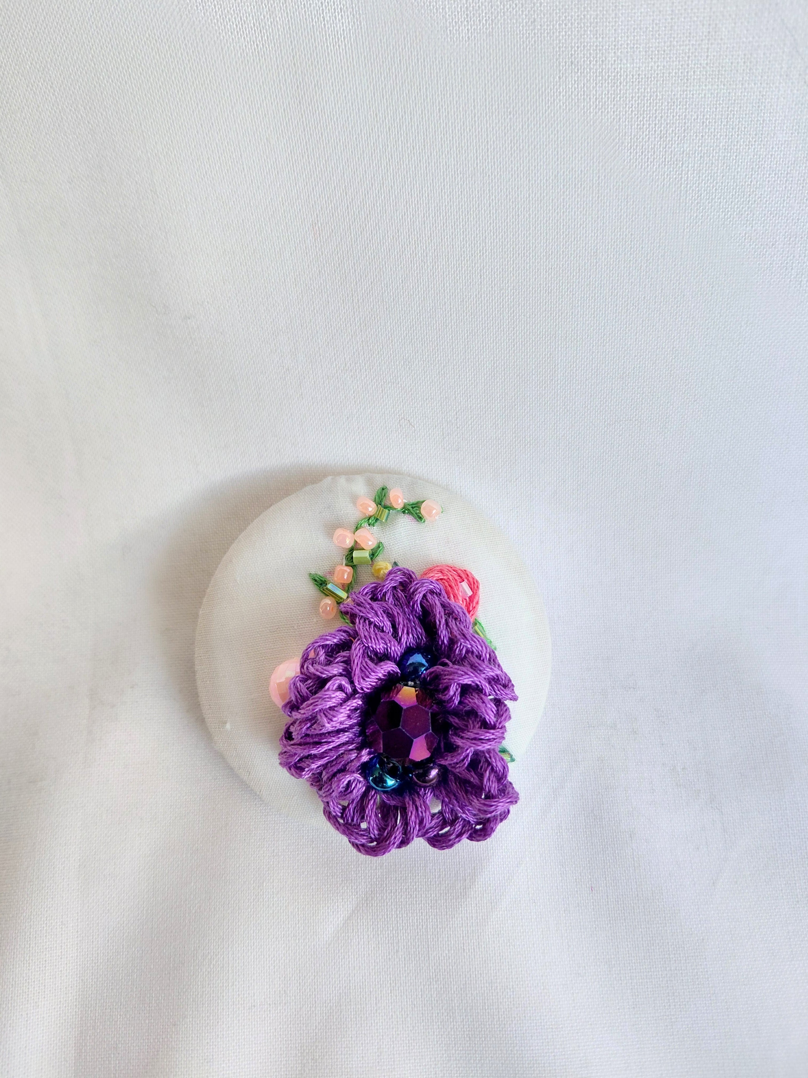 purple flower brooch 034