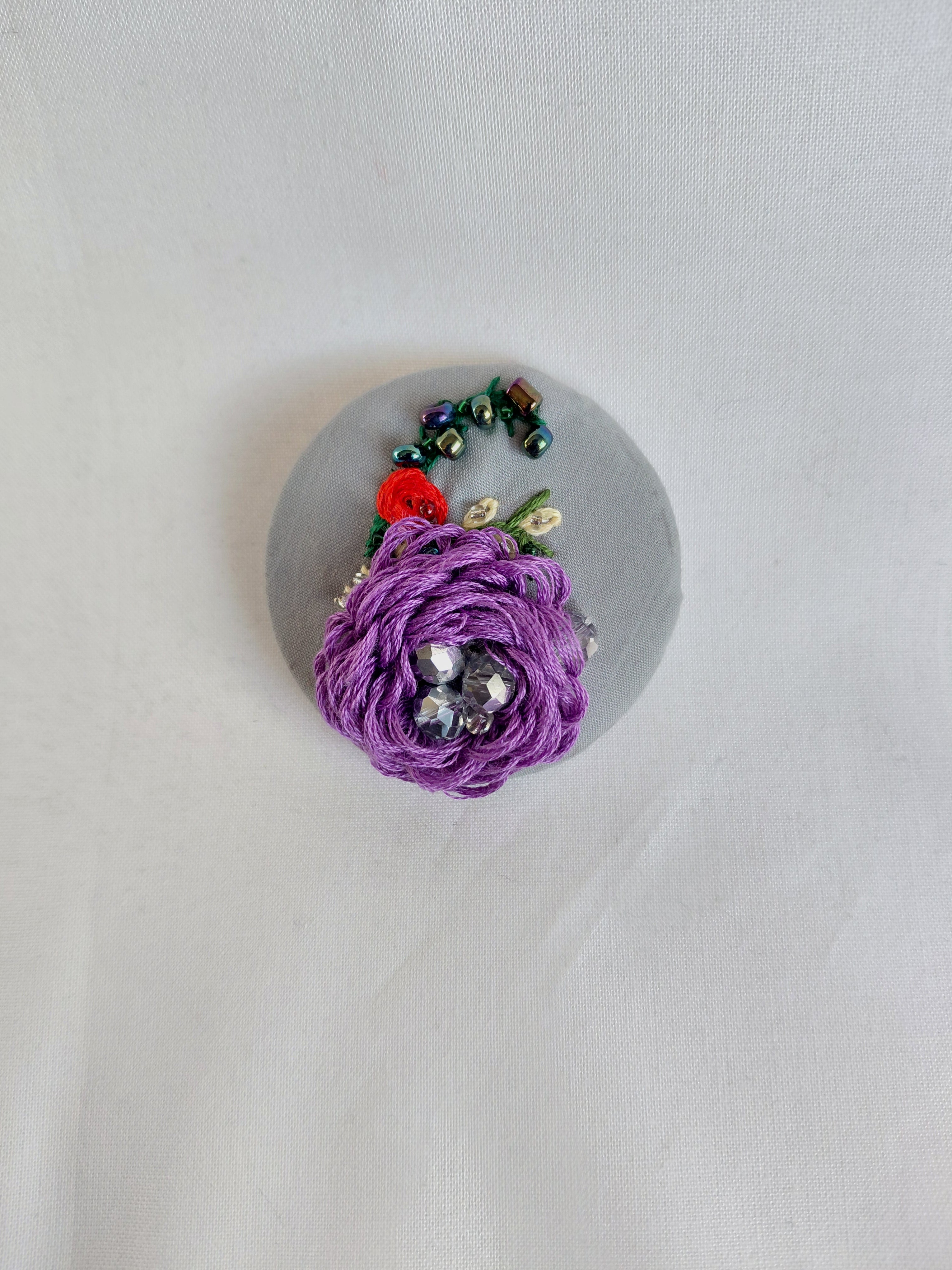 purple flower brooch 038- Handcrafted Statement Jewelry