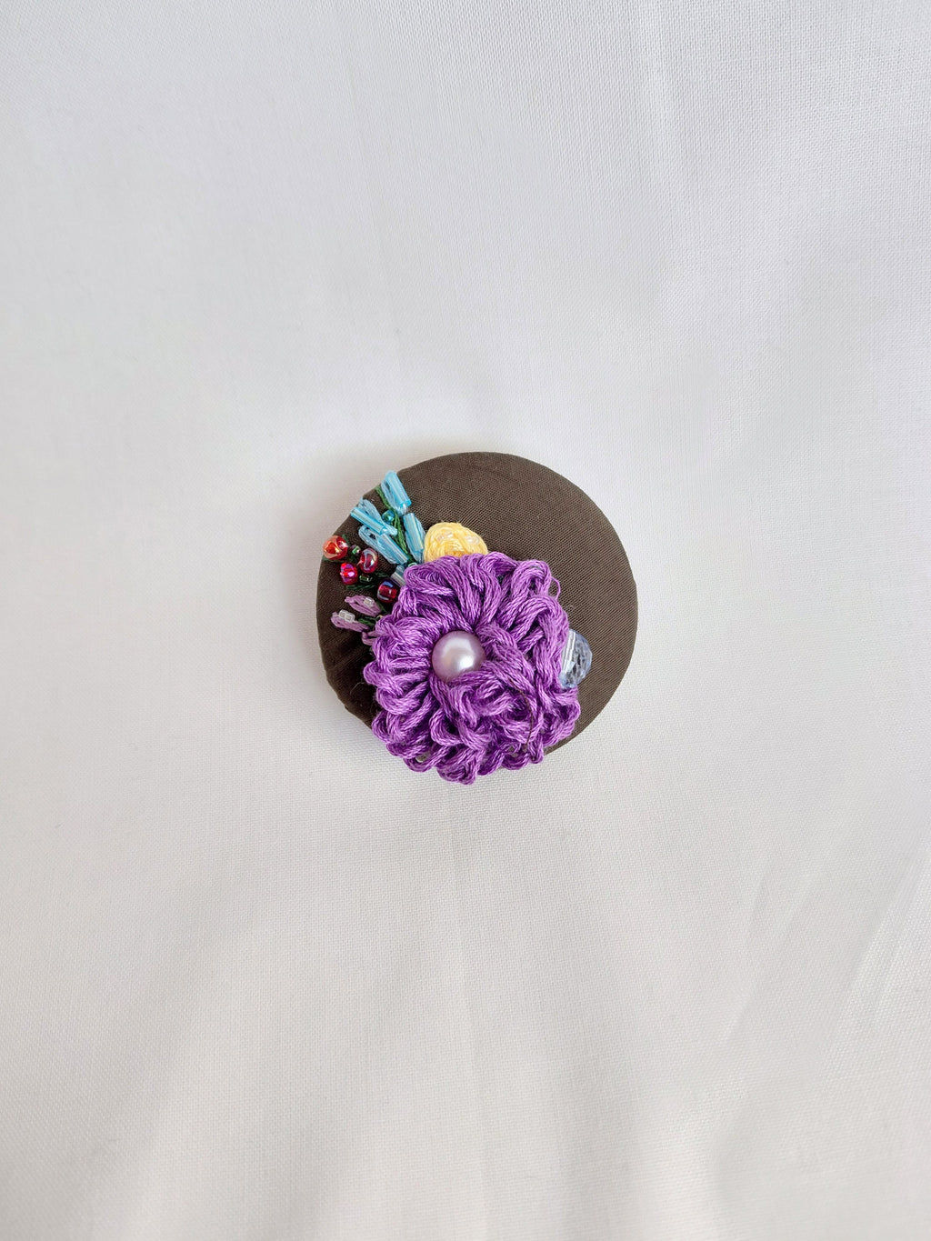 purple flower brooch 039- Handcrafted Statement Jewelry