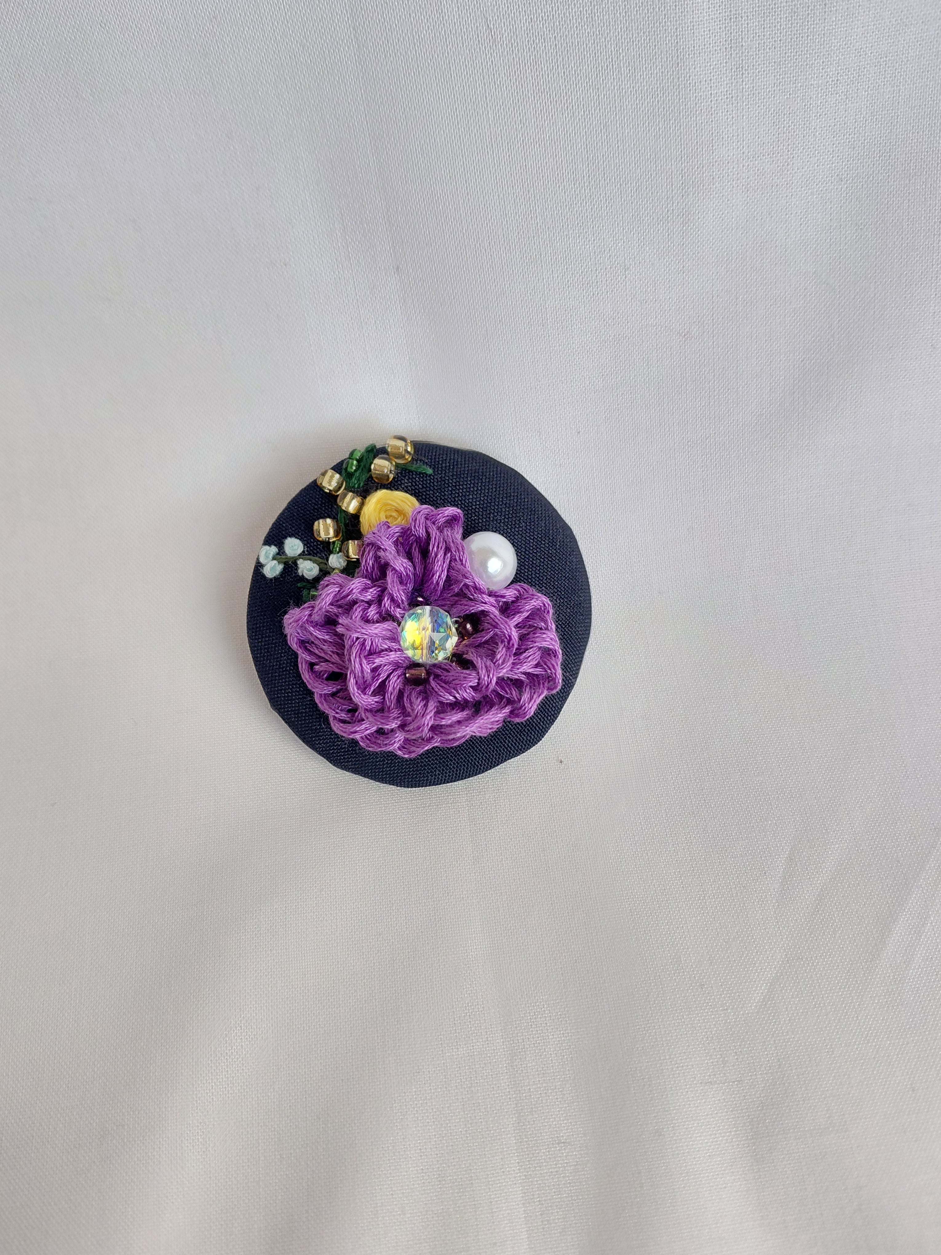 purple flower brooch 041- Handcrafted Statement Jewelry