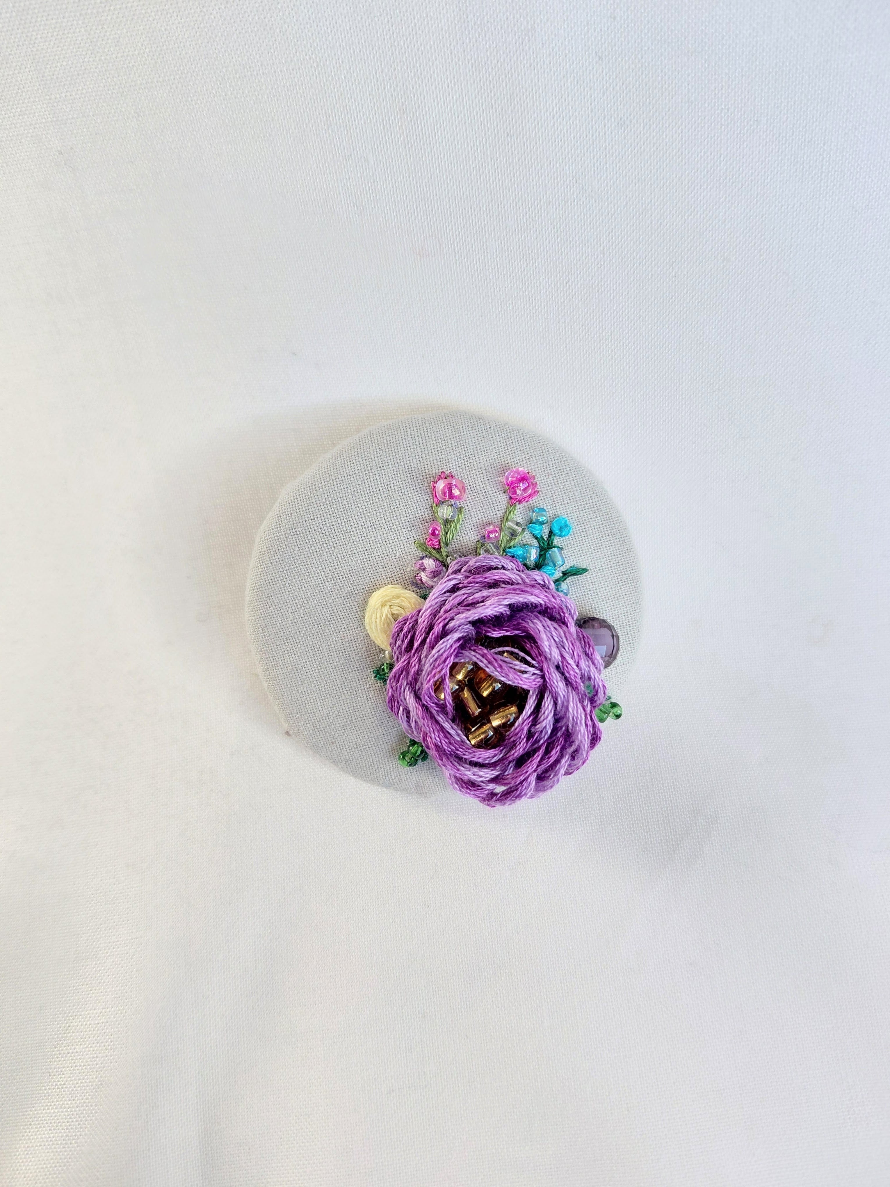 purple flower brooch 042