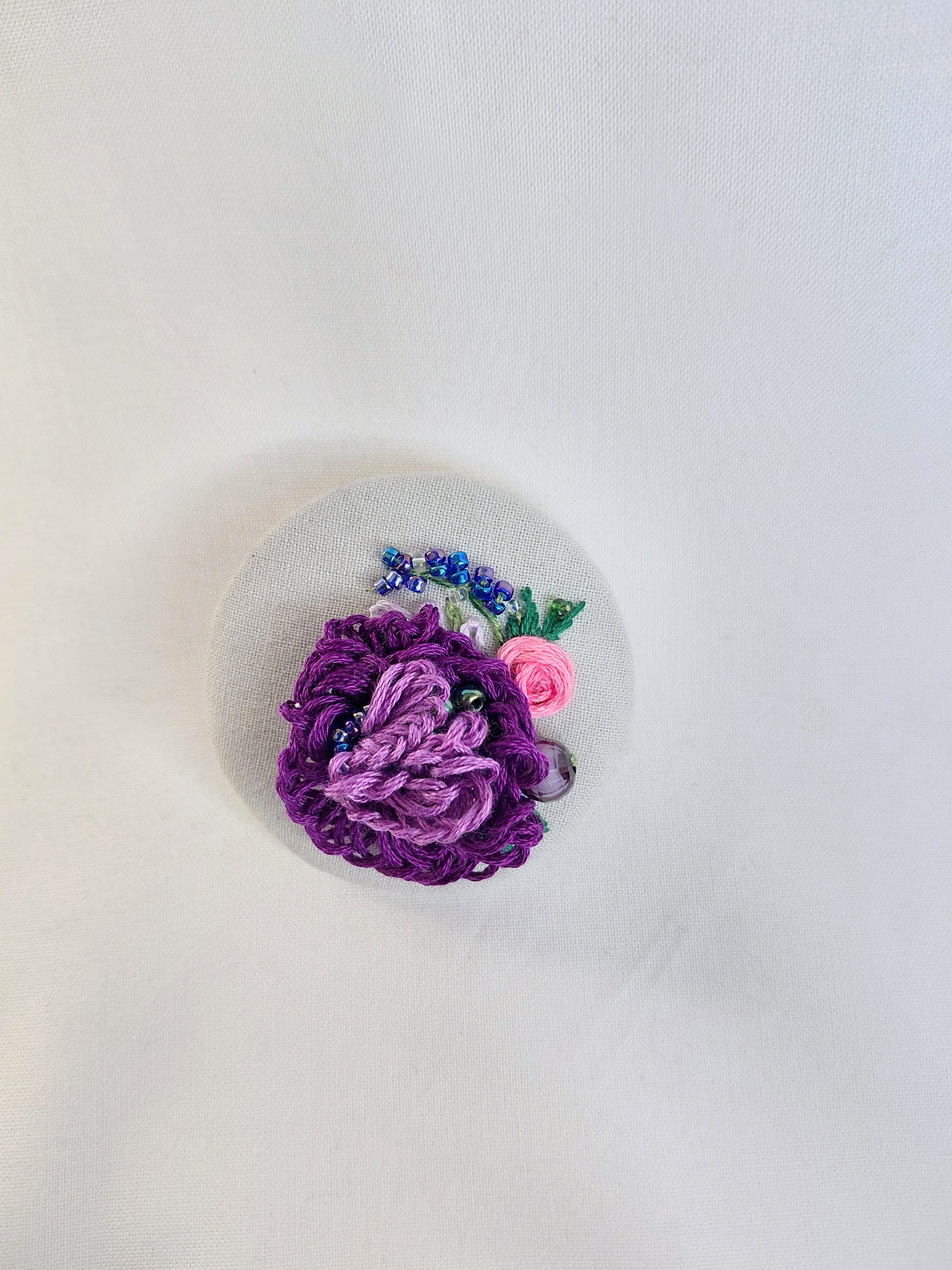 purple flower brooch 044