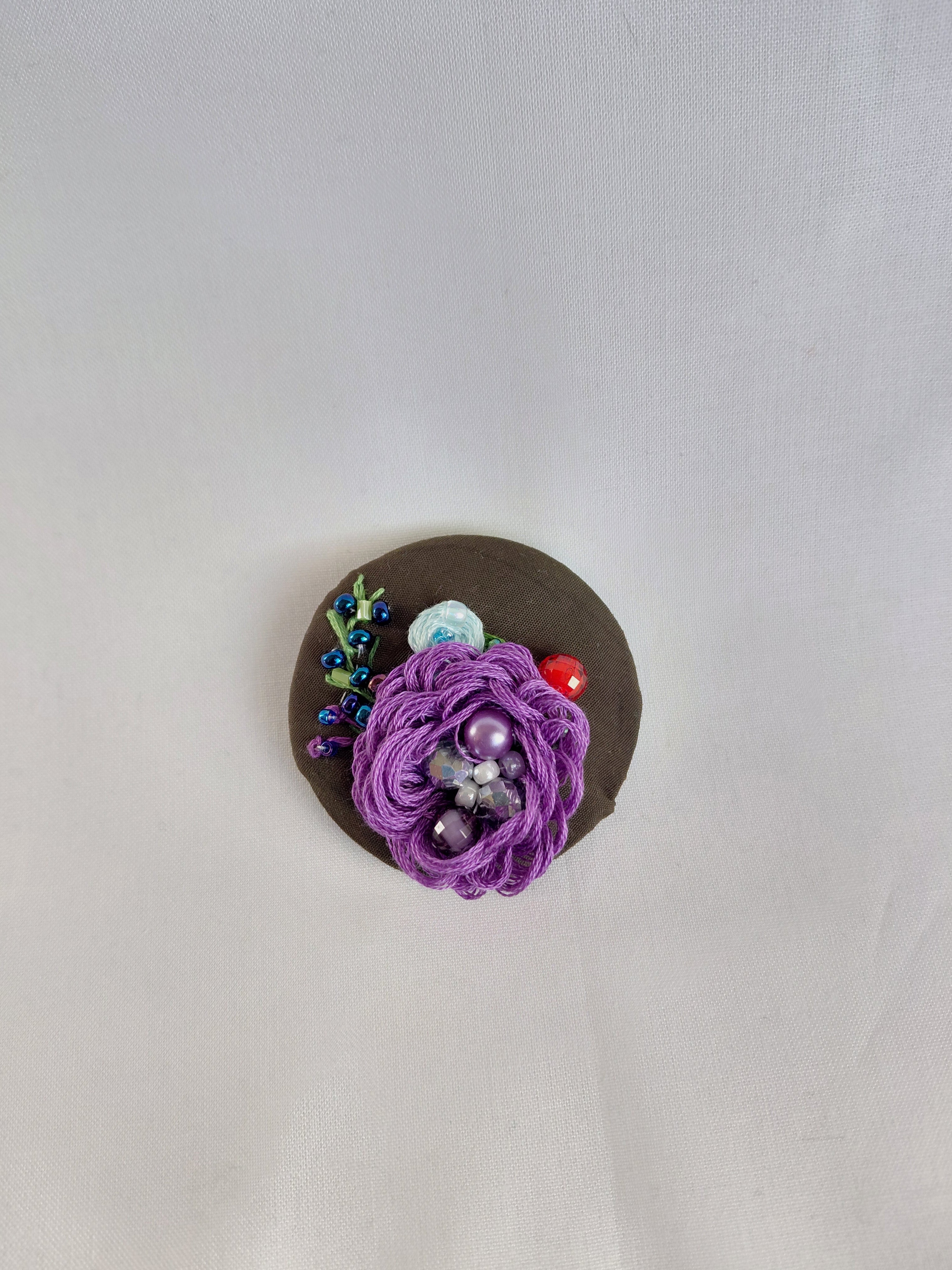 purple flower brooch 045