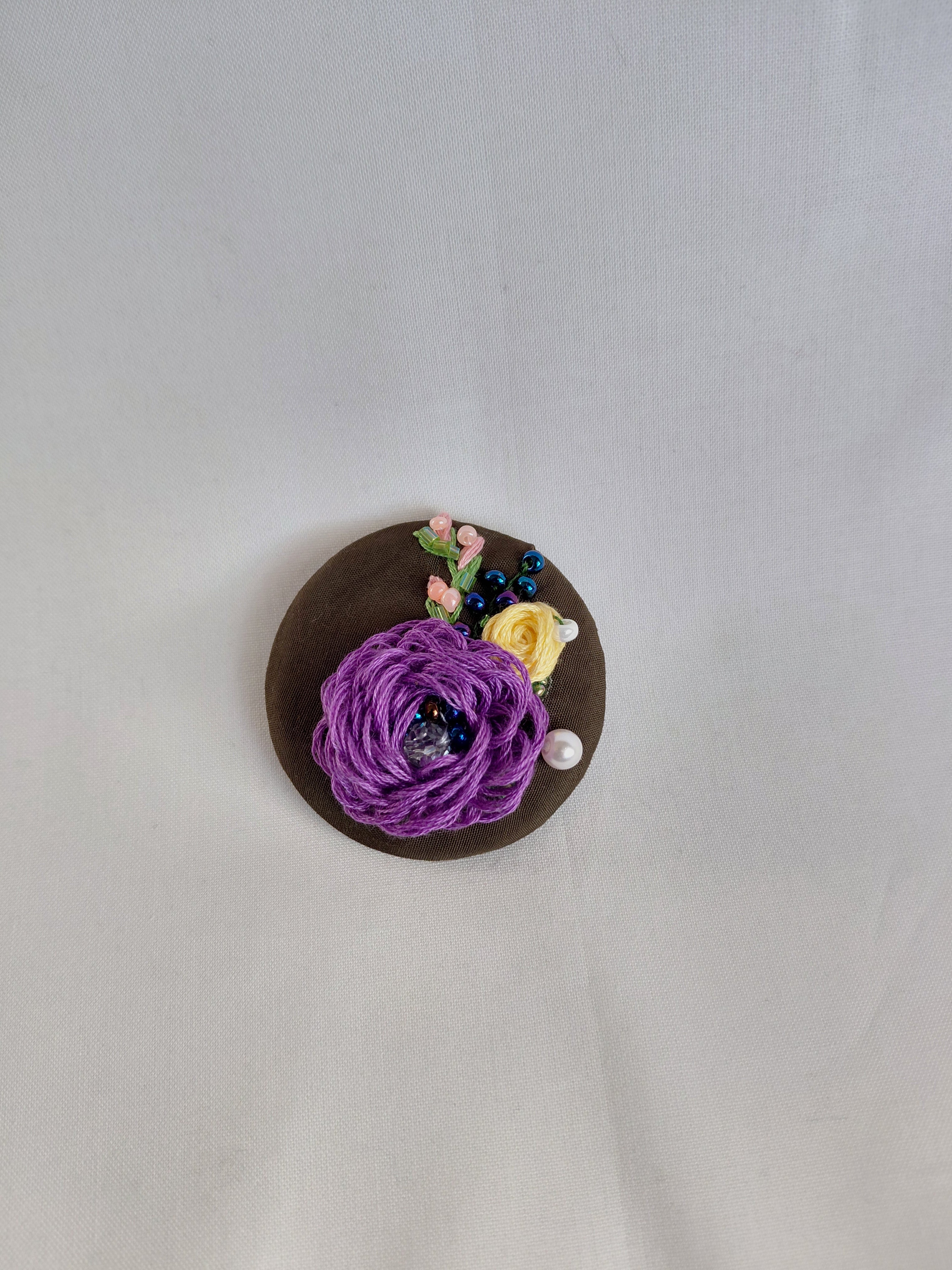 purple flower brooch 047- Handcrafted Statement Jewelry