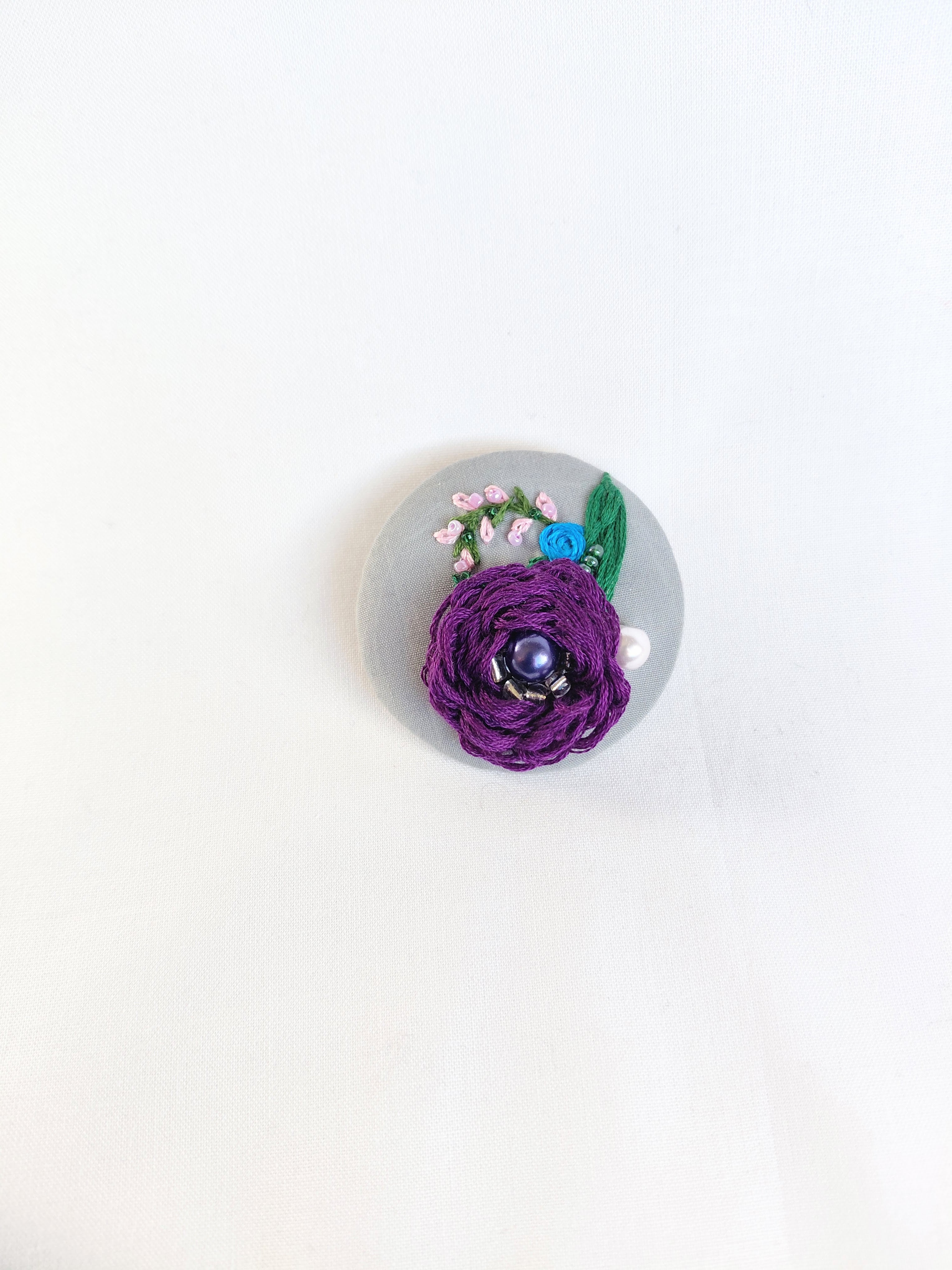 purple flower brooch 049- Handcrafted Statement Jewelry