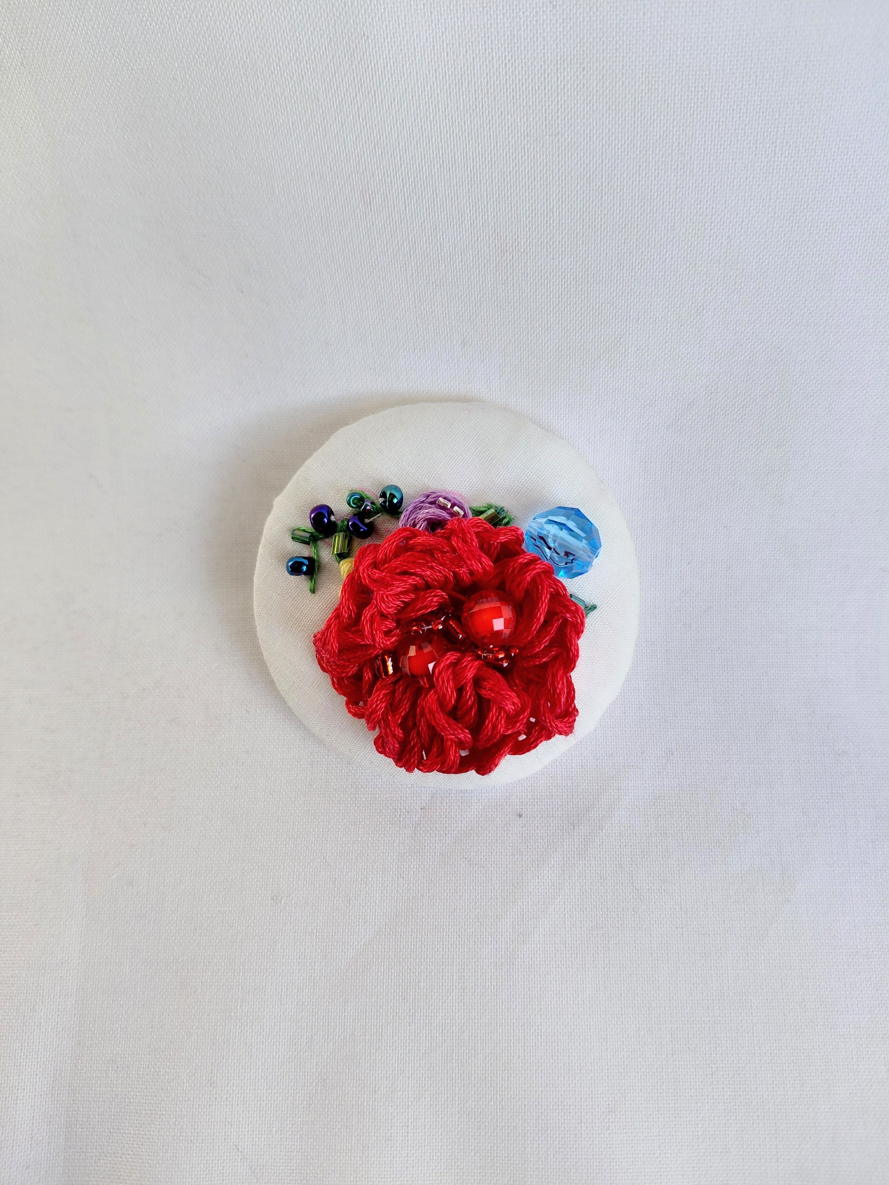 red flower brooch 018- Handcrafted Statement Jewelry