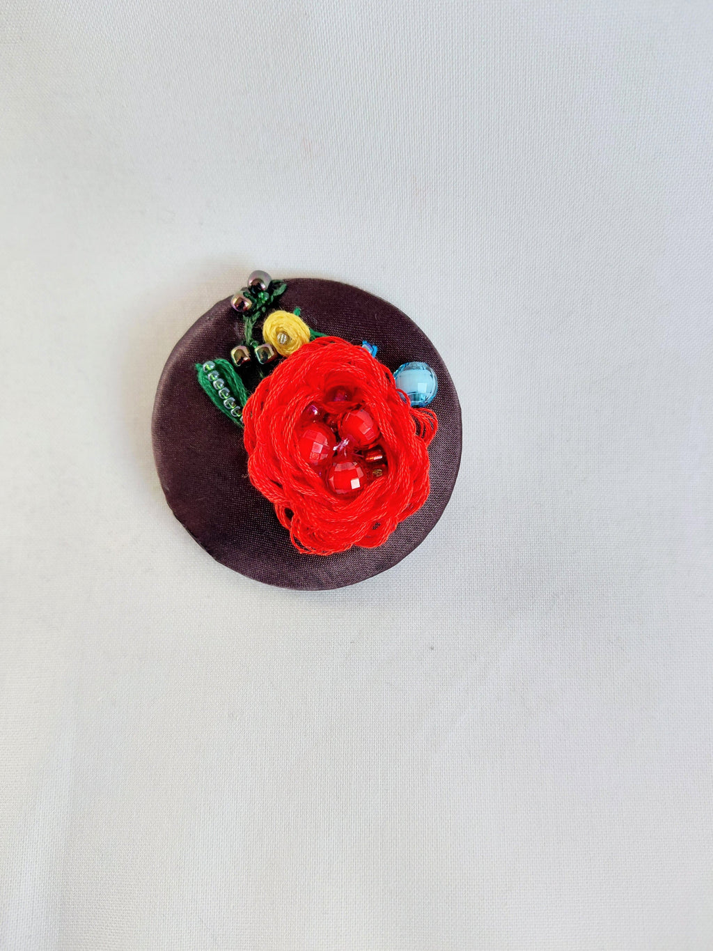 red flower brooch 020- Handcrafted Statement Jewelry