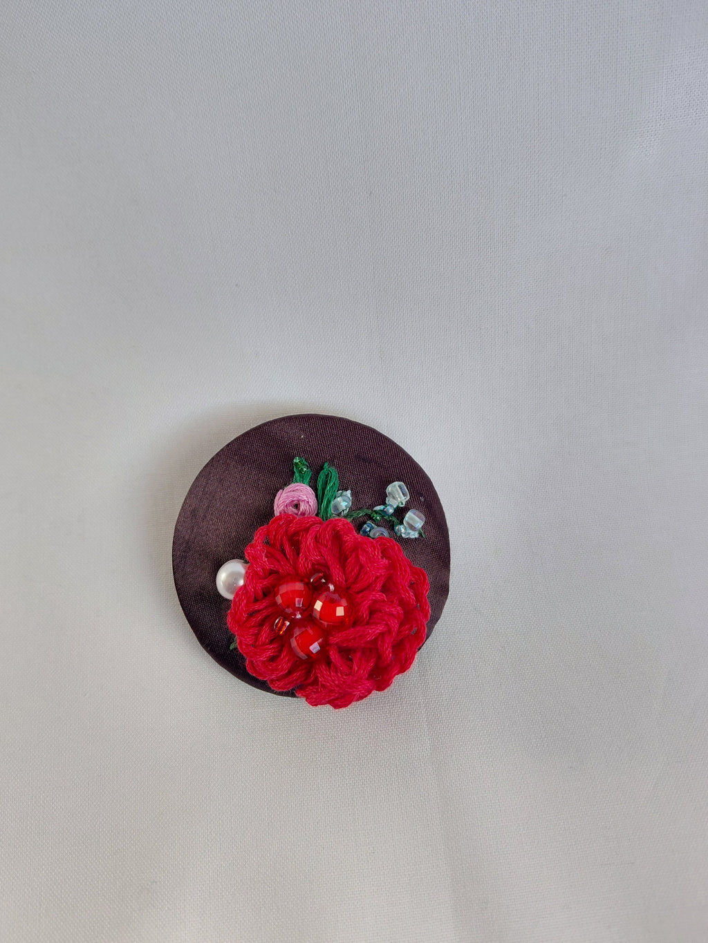 red flower brooch 022- Handcrafted Statement Jewelry