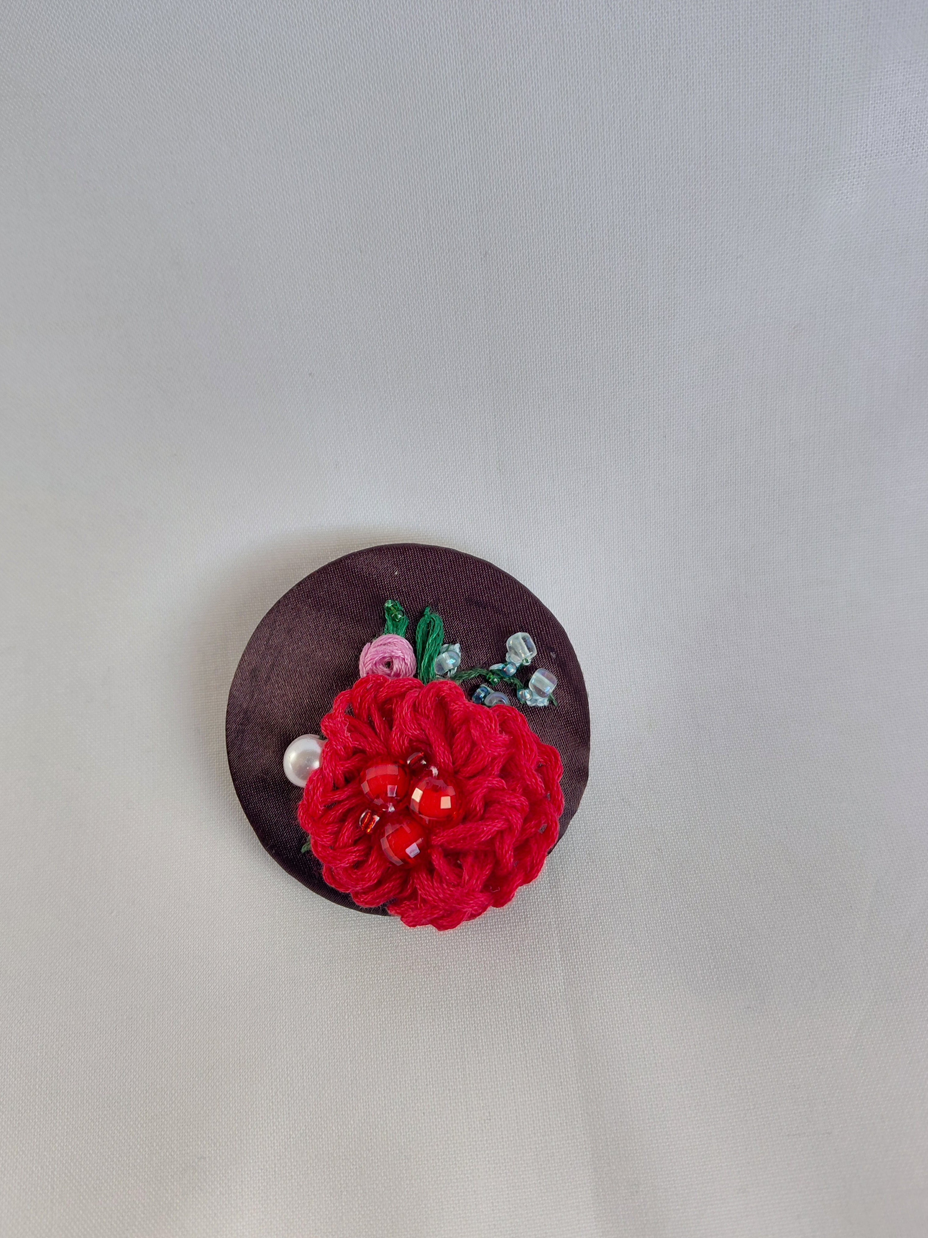 red flower brooch 022- Handcrafted Statement Jewelry
