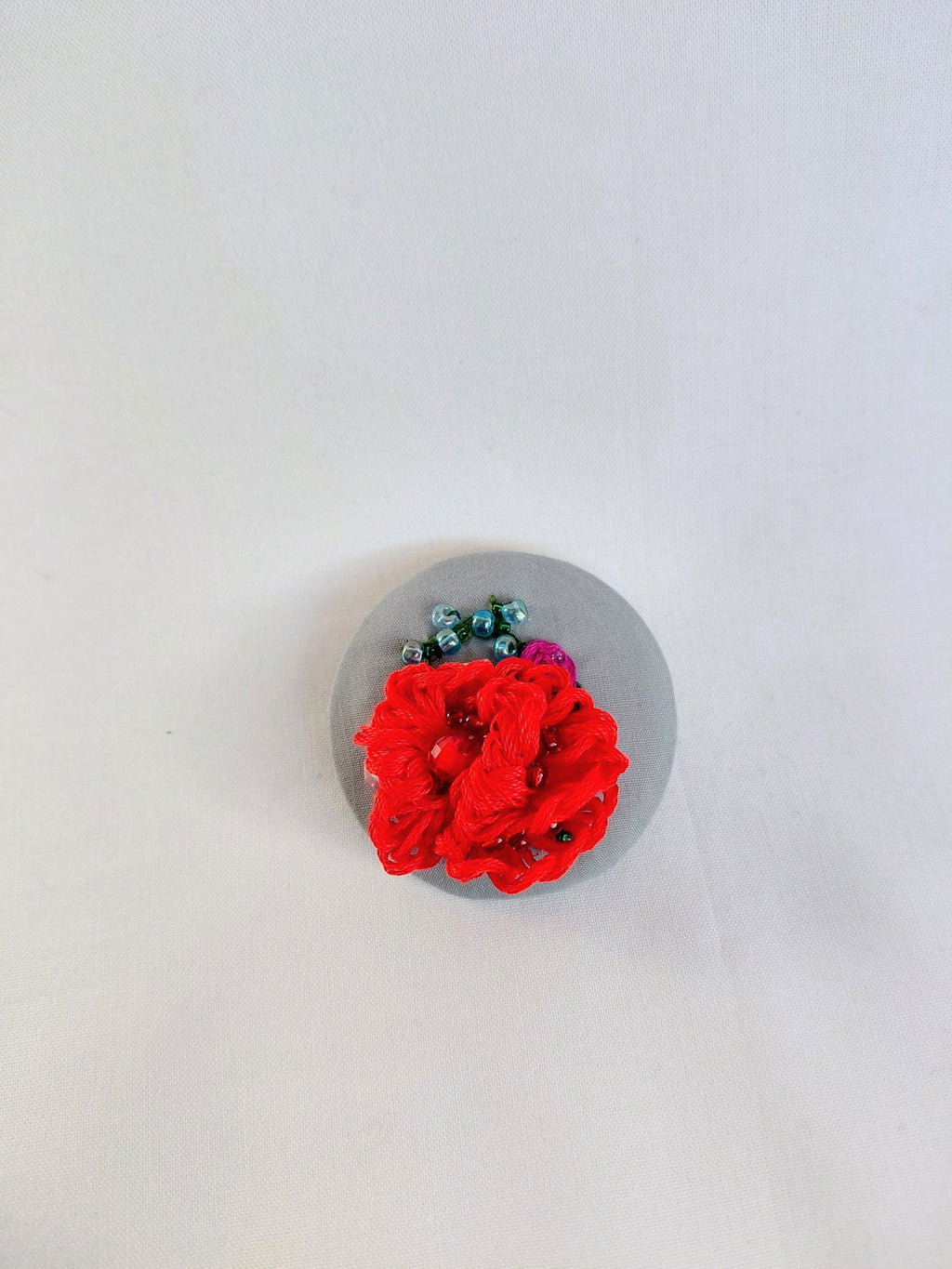 red flower brooch 023- Handcrafted Statement Jewelry
