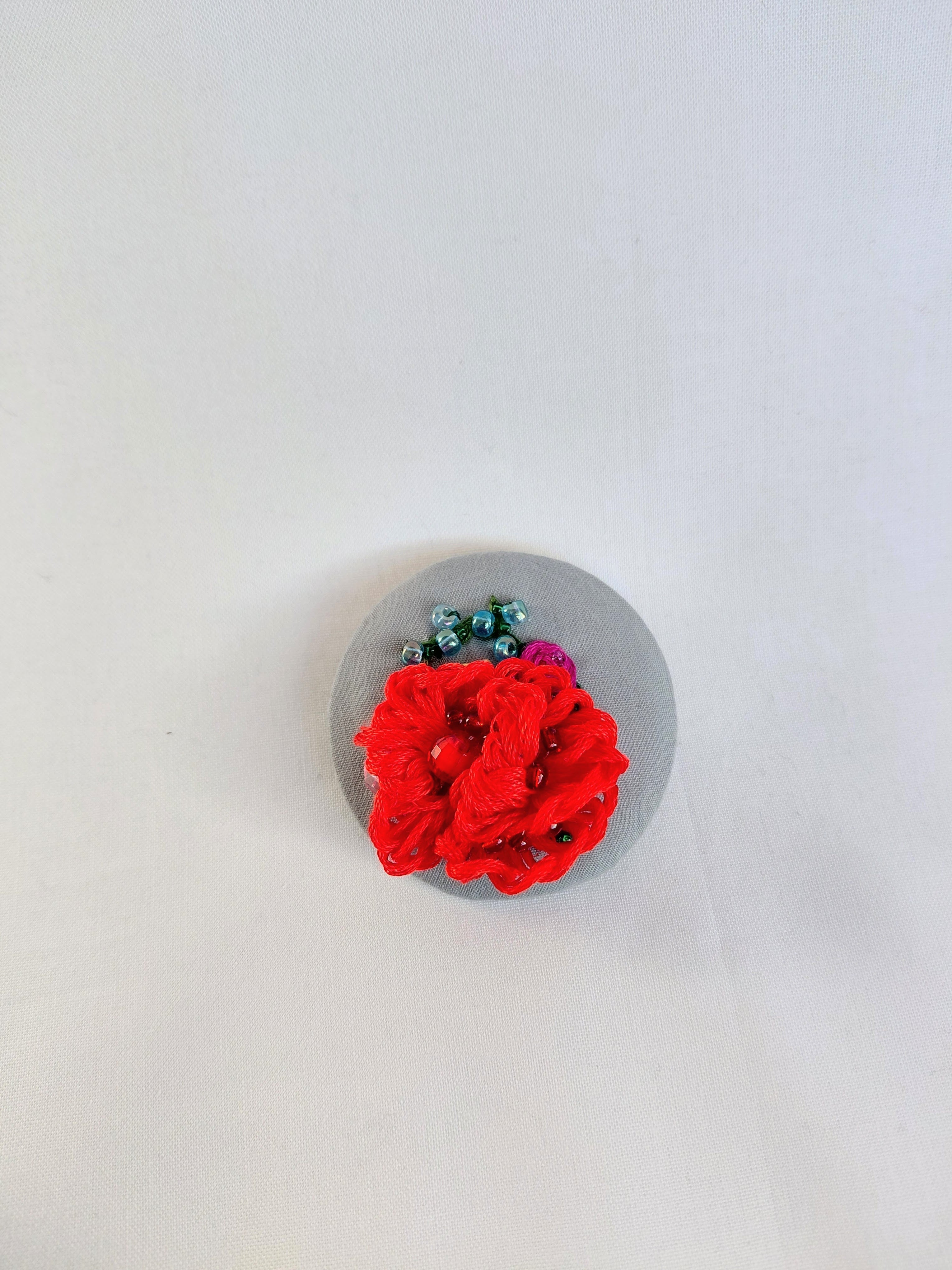 red flower brooch 023- Handcrafted Statement Jewelry