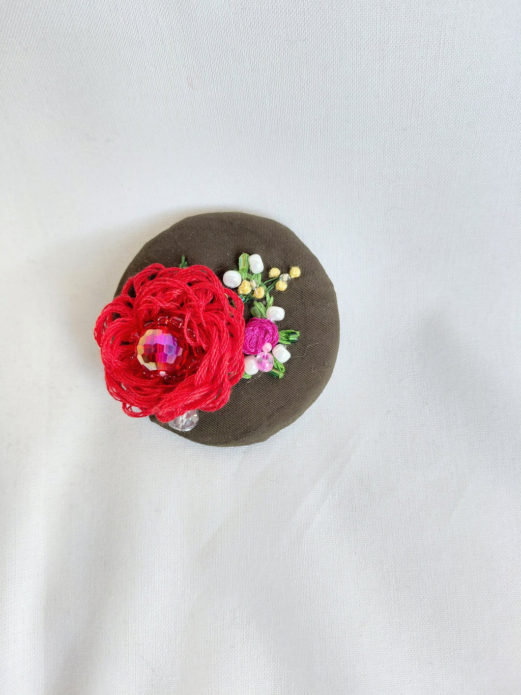 red flower brooch 024- Handcrafted Statement Jewelry