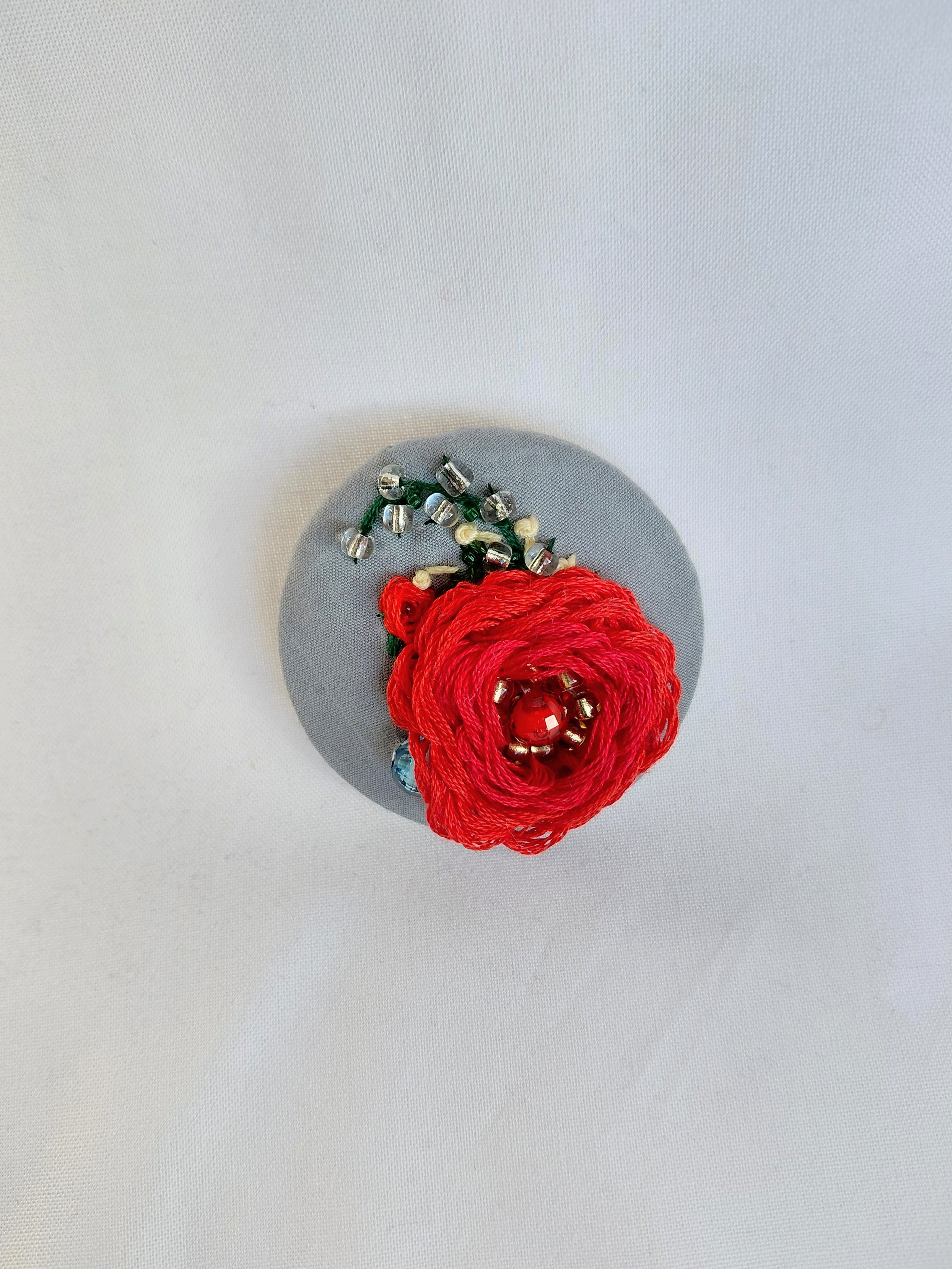 red flower brooch 026- Handcrafted Statement Jewelry