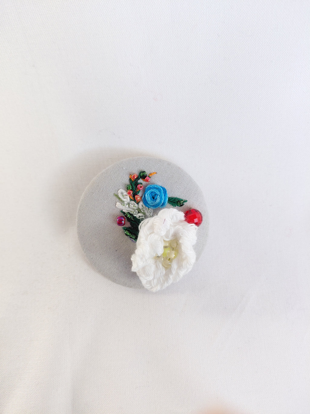white flower brooch 006- Handcrafted Statement Jewelry