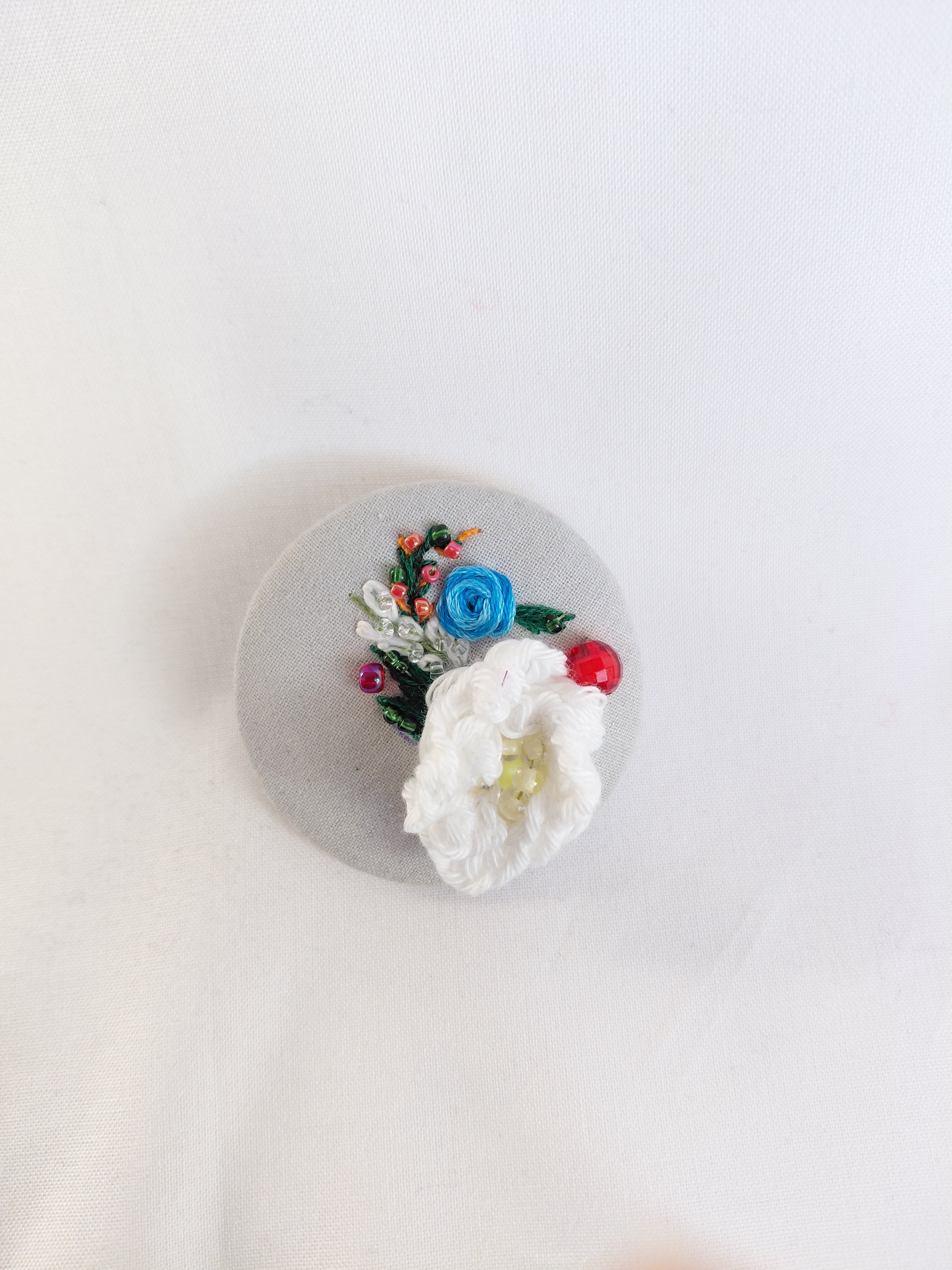 white flower brooch 006- Handcrafted Statement Jewelry