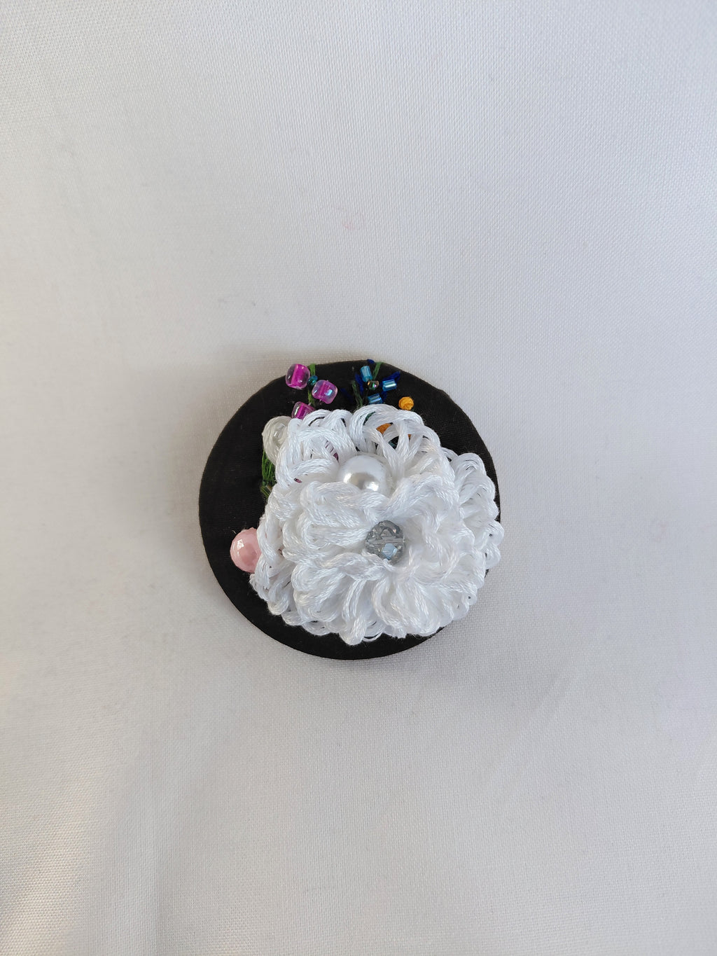 white flower brooch 007- Handcrafted Statement Jewelry