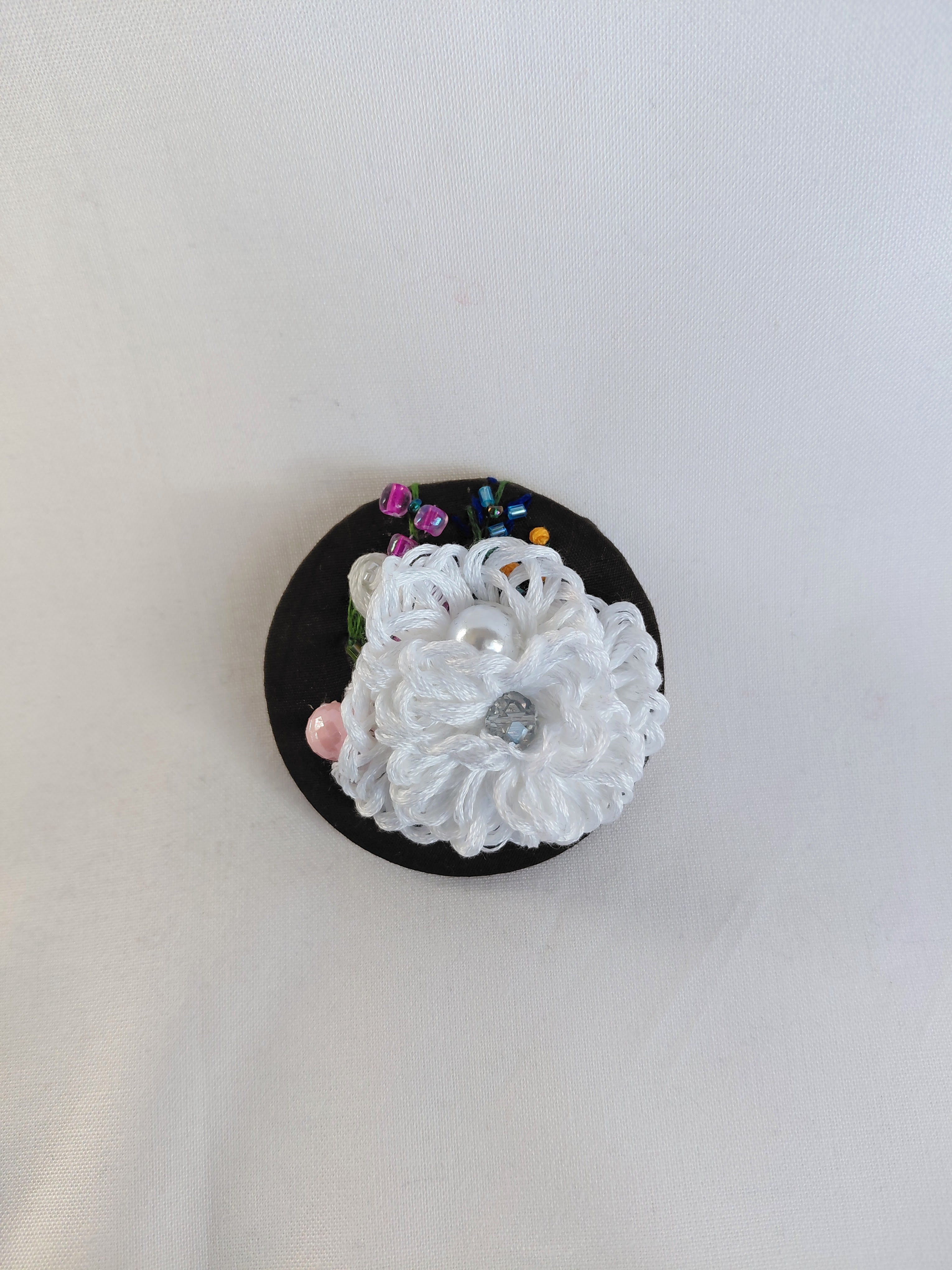 white flower brooch 007- Handcrafted Statement Jewelry