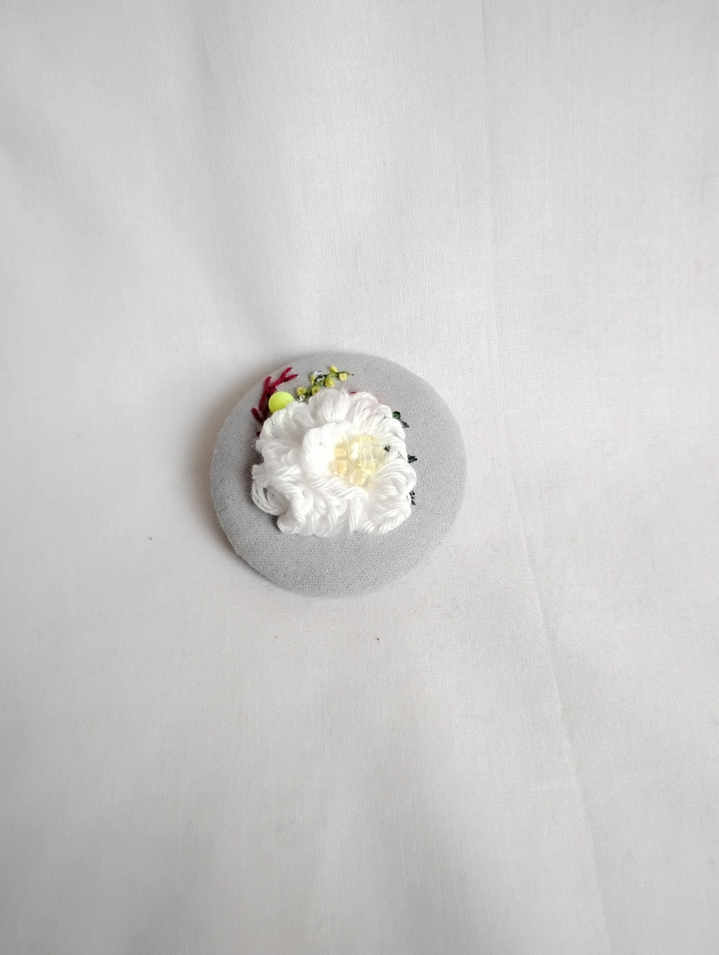 white flower brooch 008- Handcrafted Statement Jewelry