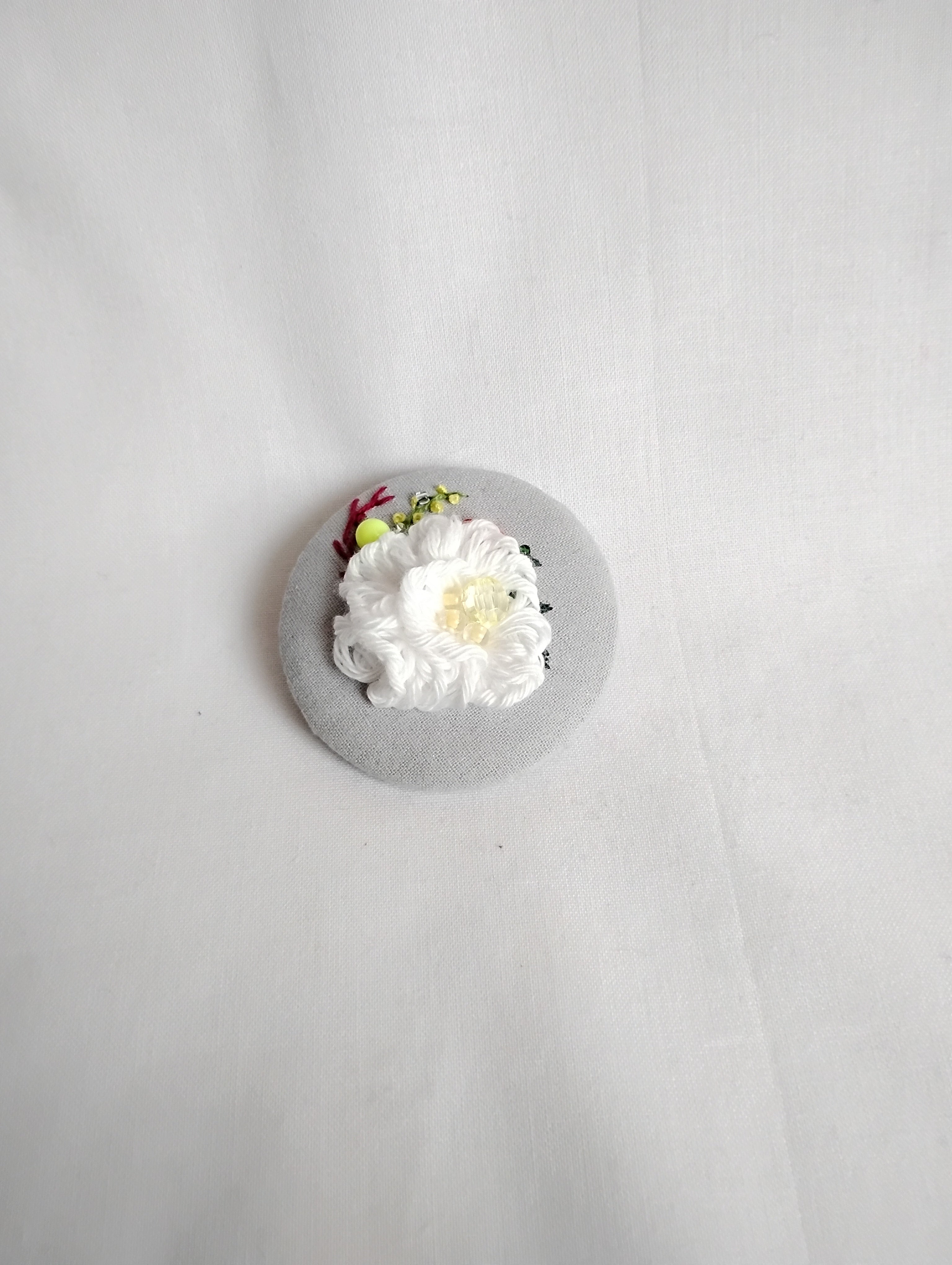 white flower brooch 008- Handcrafted Statement Jewelry