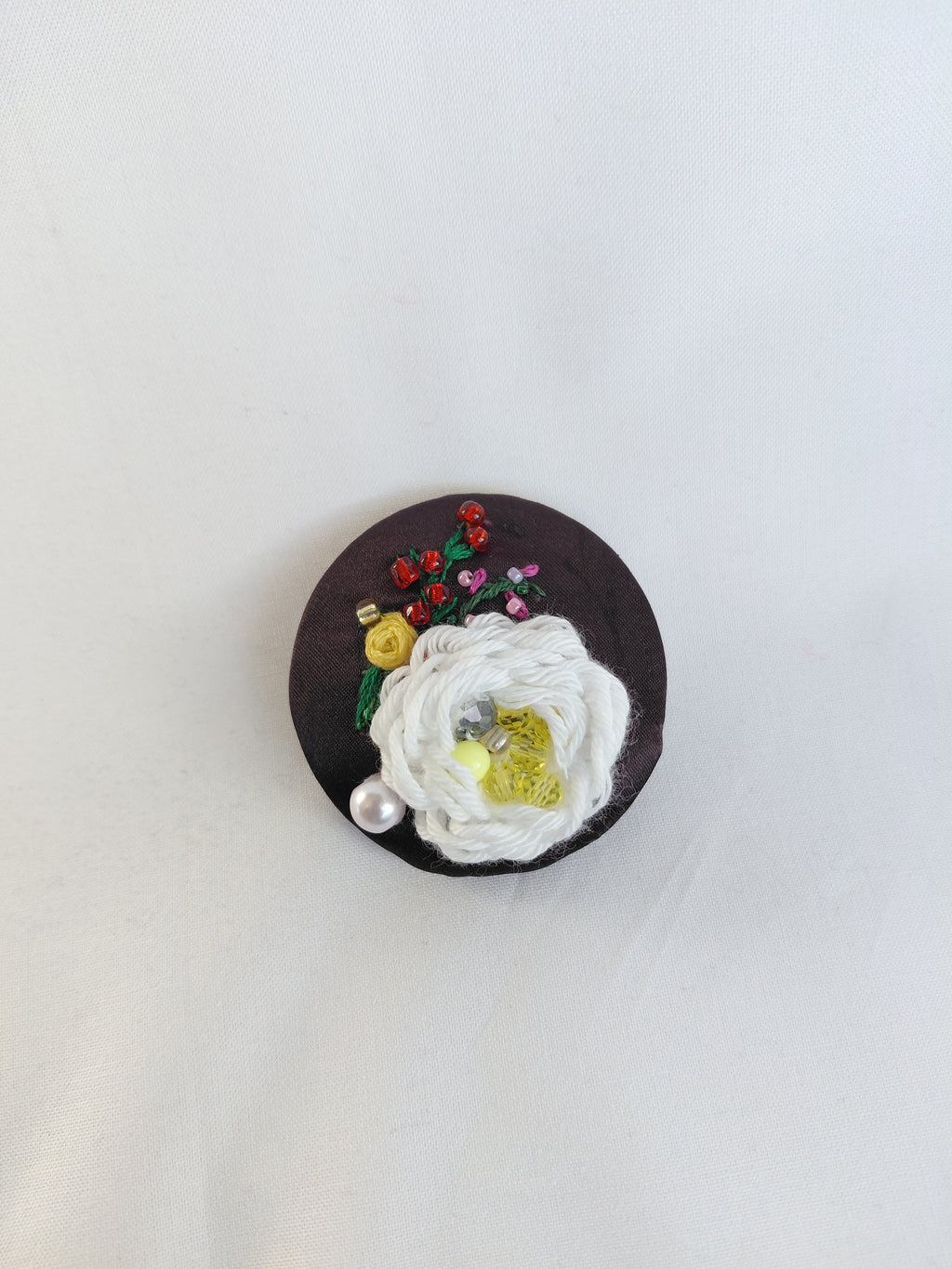 white flower brooch 010- Handcrafted Statement Jewelry