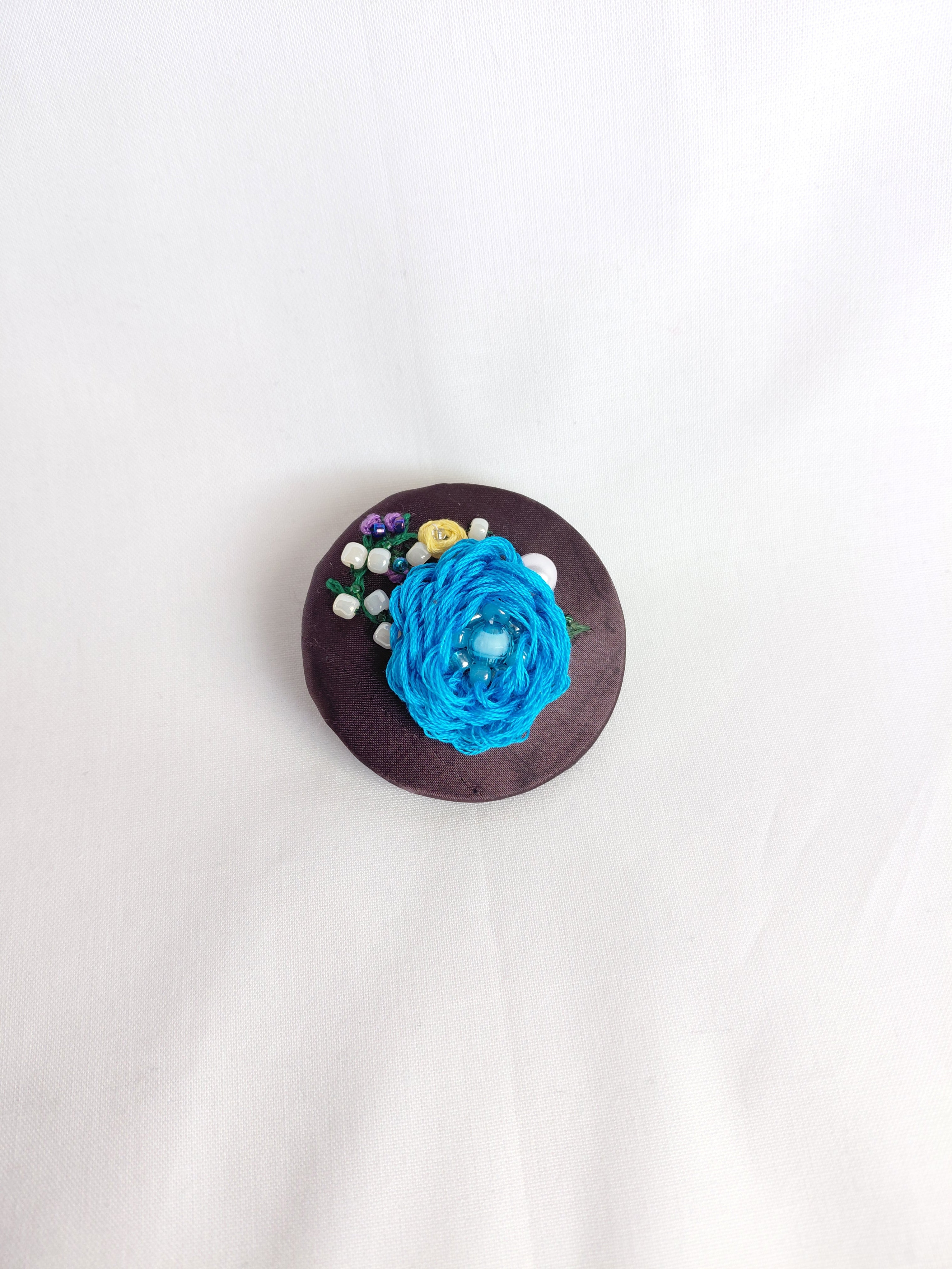 blue flower brooch 042- Handcrafted Statement Jewelry