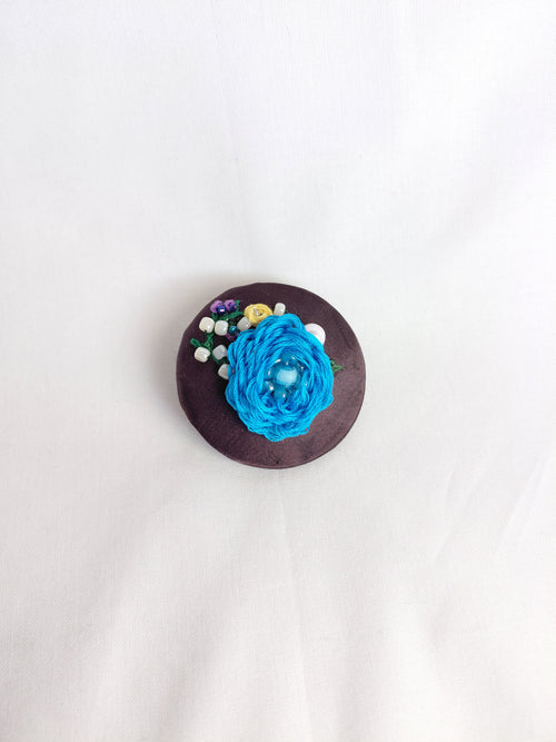 blue flower brooch 042- Handcrafted Statement Jewelry