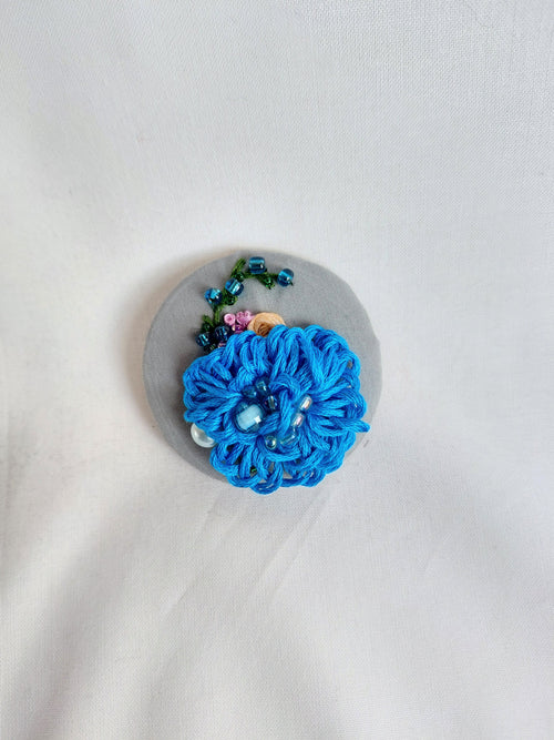 blue flower brooch 043- Handcrafted Statement Jewelry