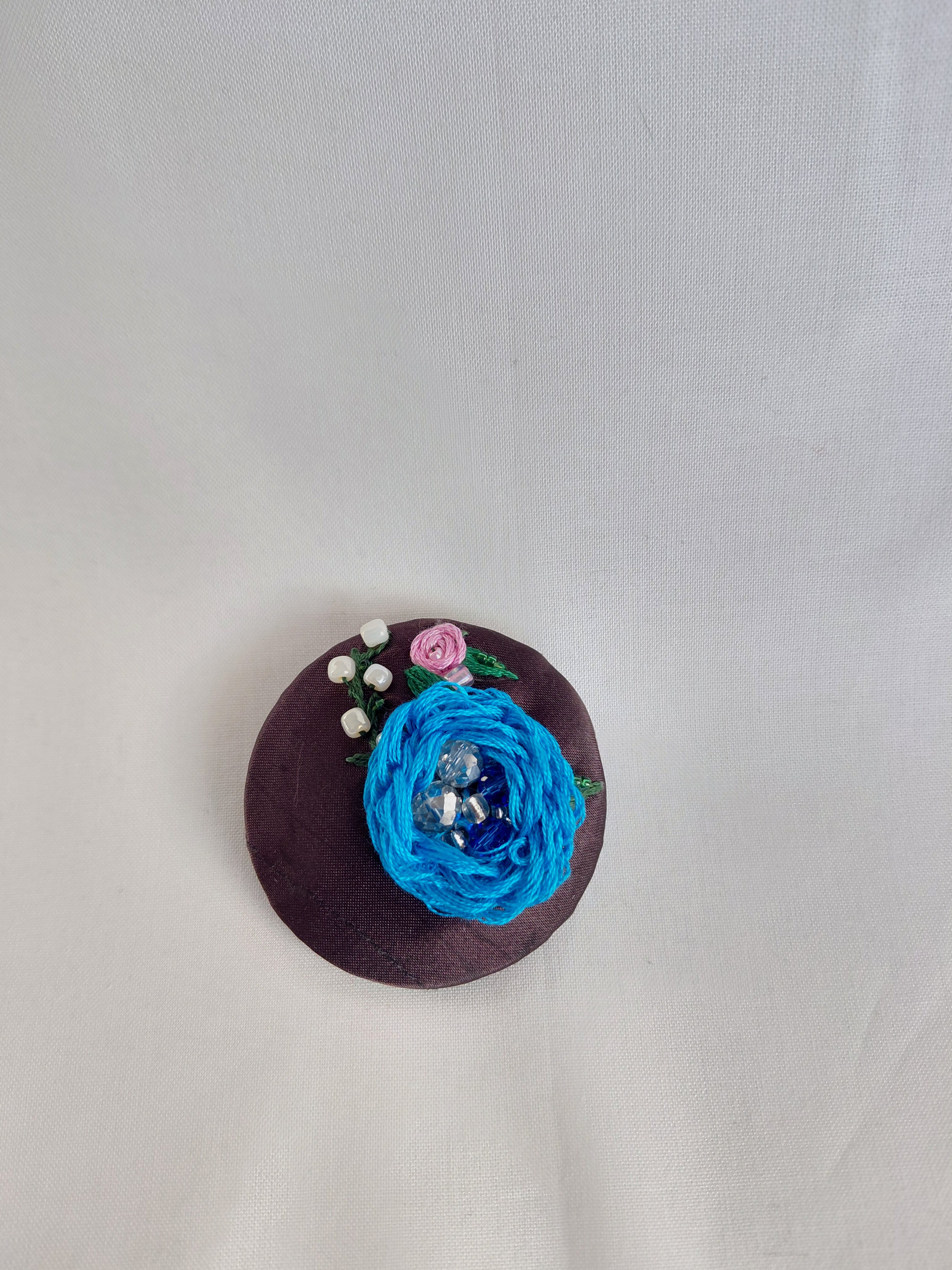 blue flower brooch 044- Handcrafted Statement Jewelry