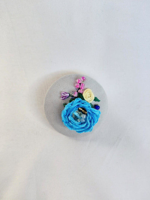 blue flower brooch 045- Handcrafted Statement Jewelry