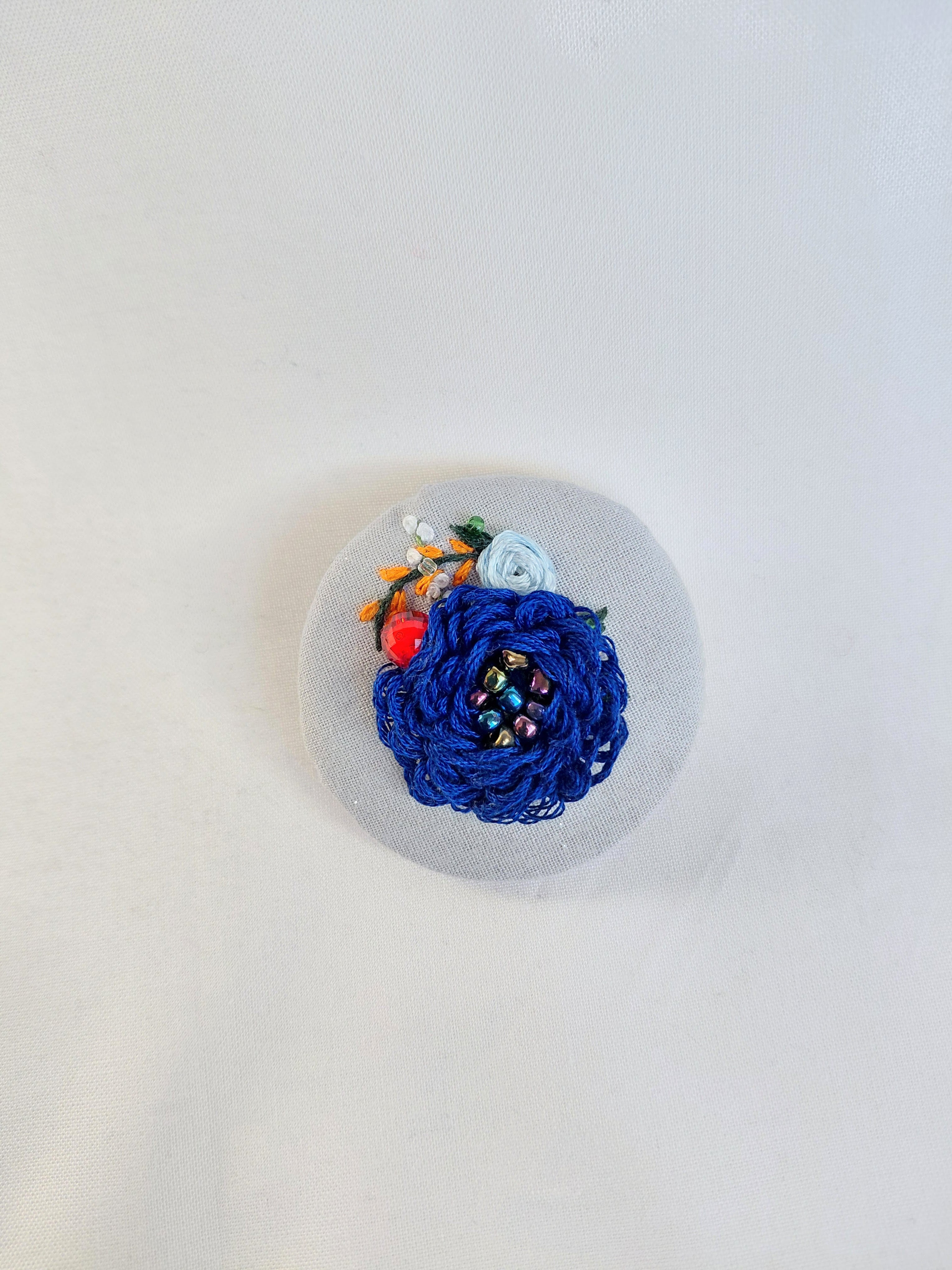 blue flower brooch 046- Handcrafted Statement Jewelry