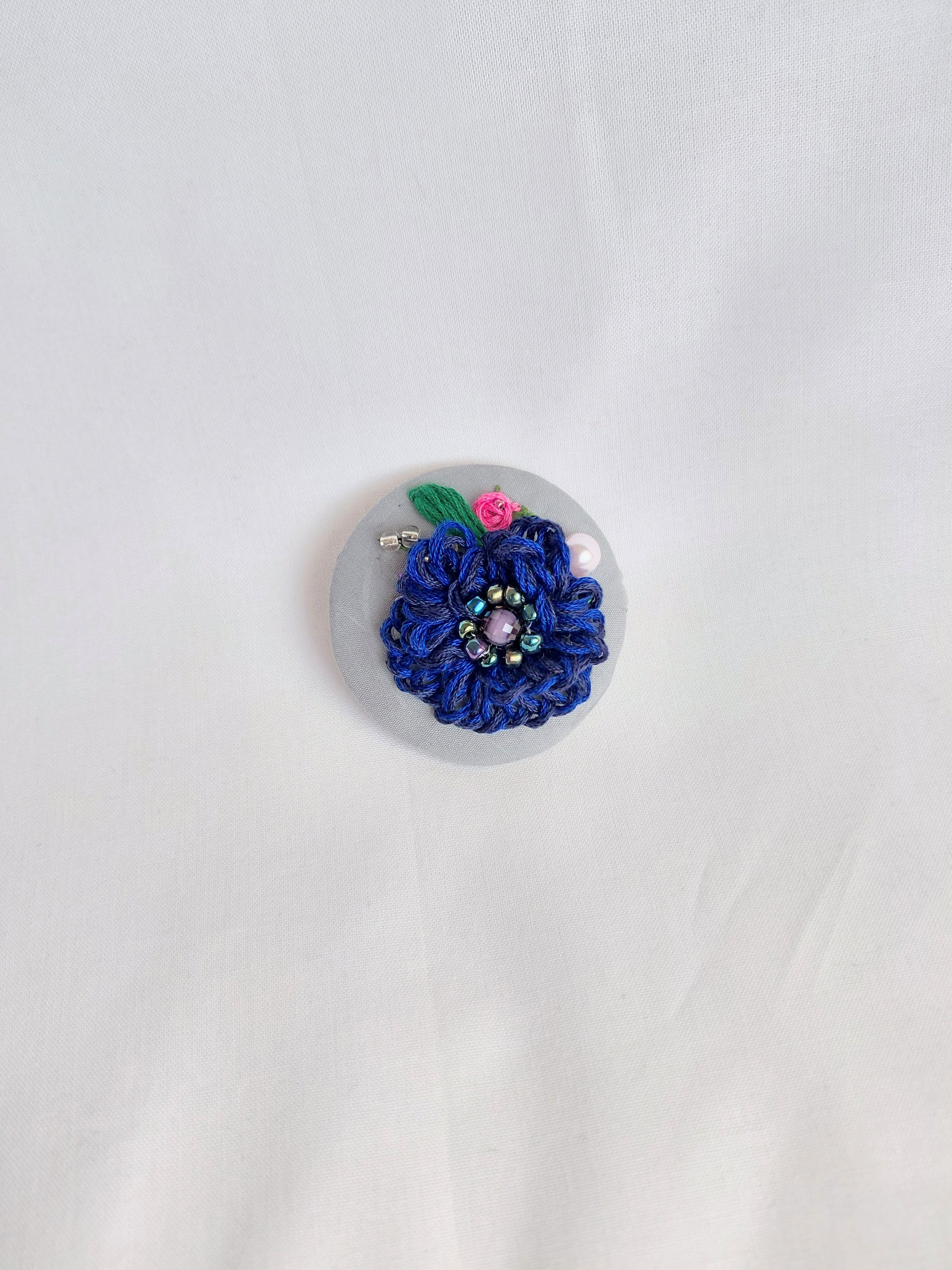 blue flower brooch 047- Handcrafted Statement Jewelry