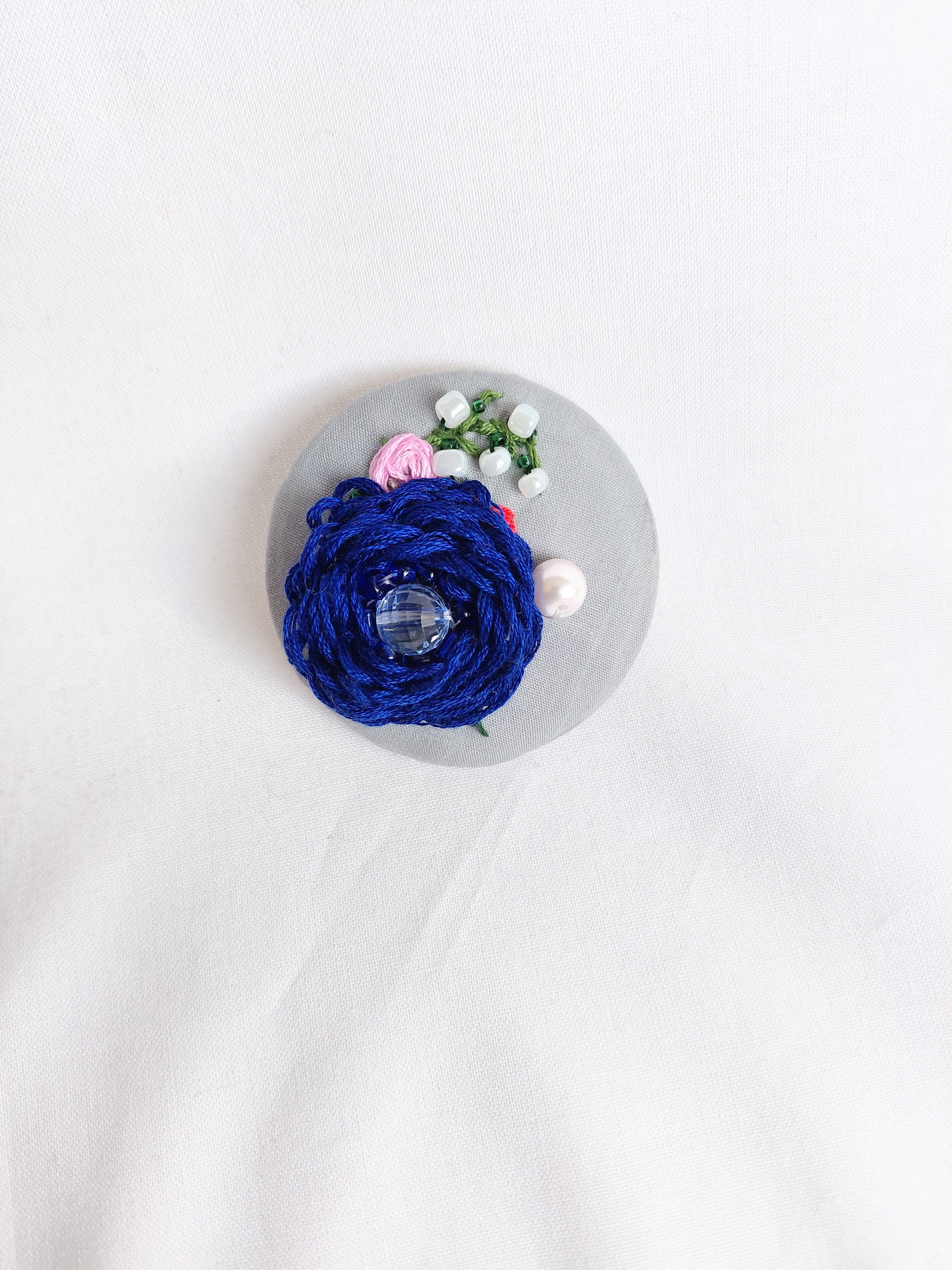 blue flower brooch 048- Handcrafted Statement Jewelry