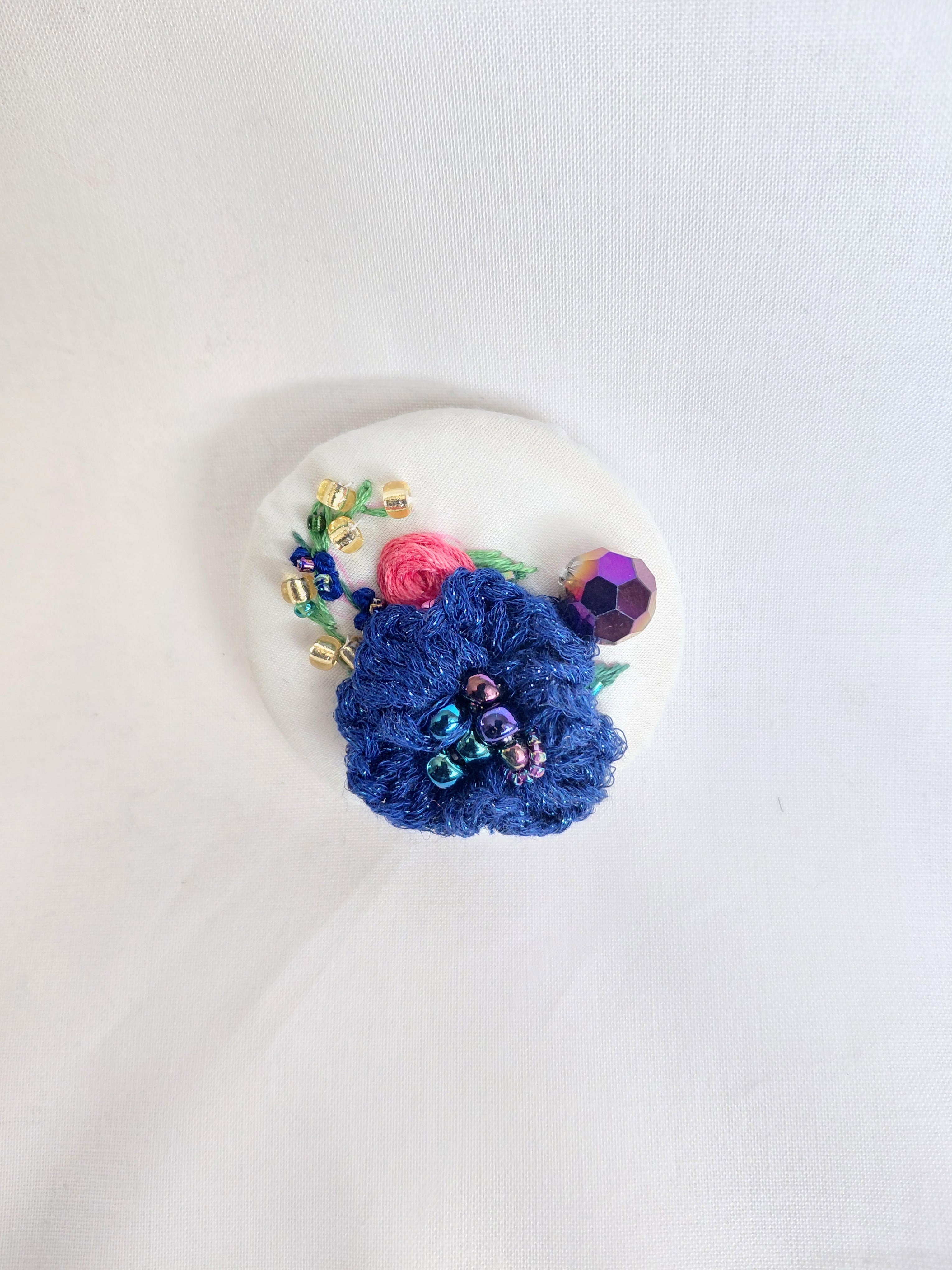 blue flower brooch 050- Handcrafted Statement Jewelry