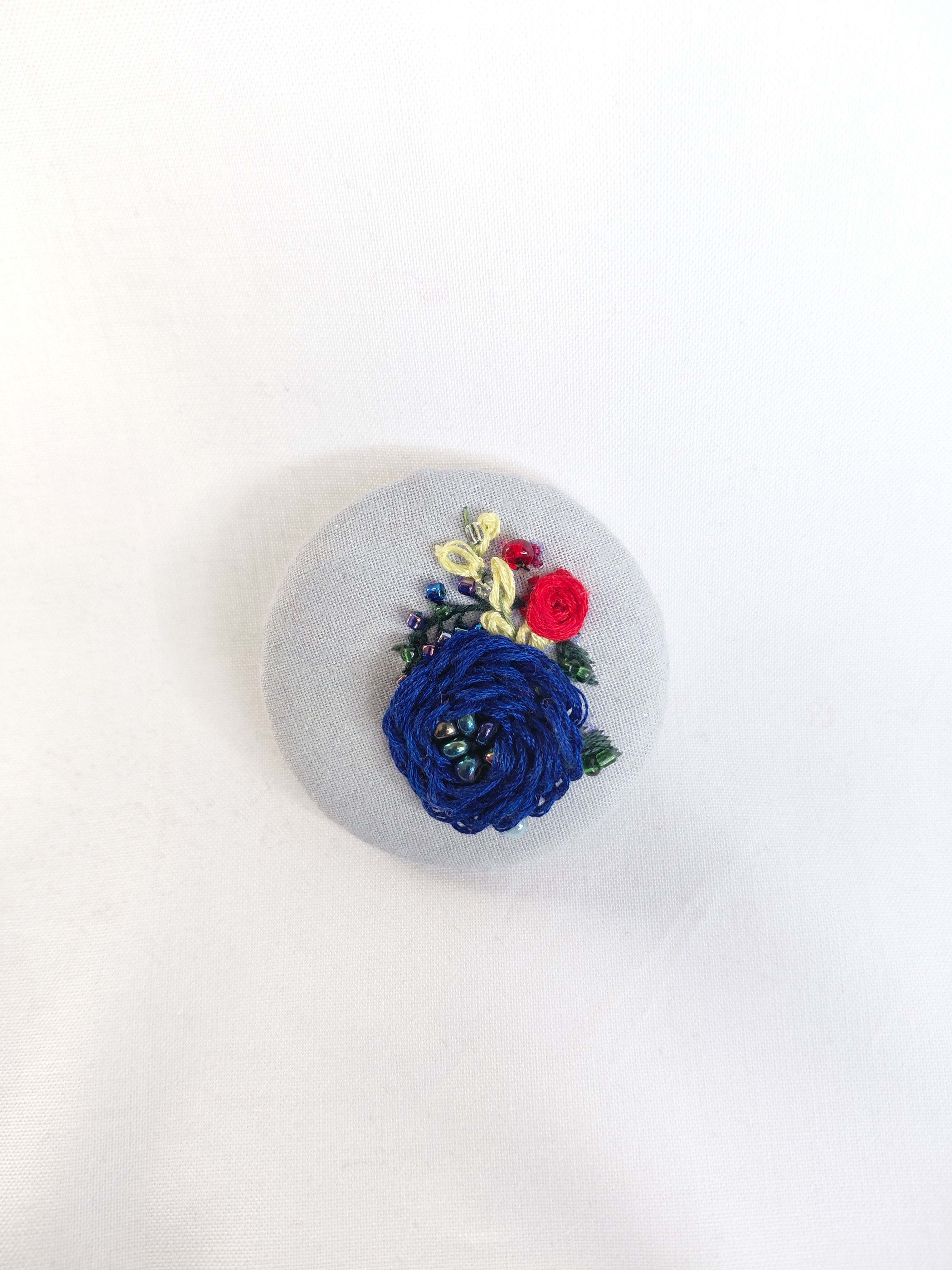 blue flower brooch 051- Handcrafted Statement Jewelry