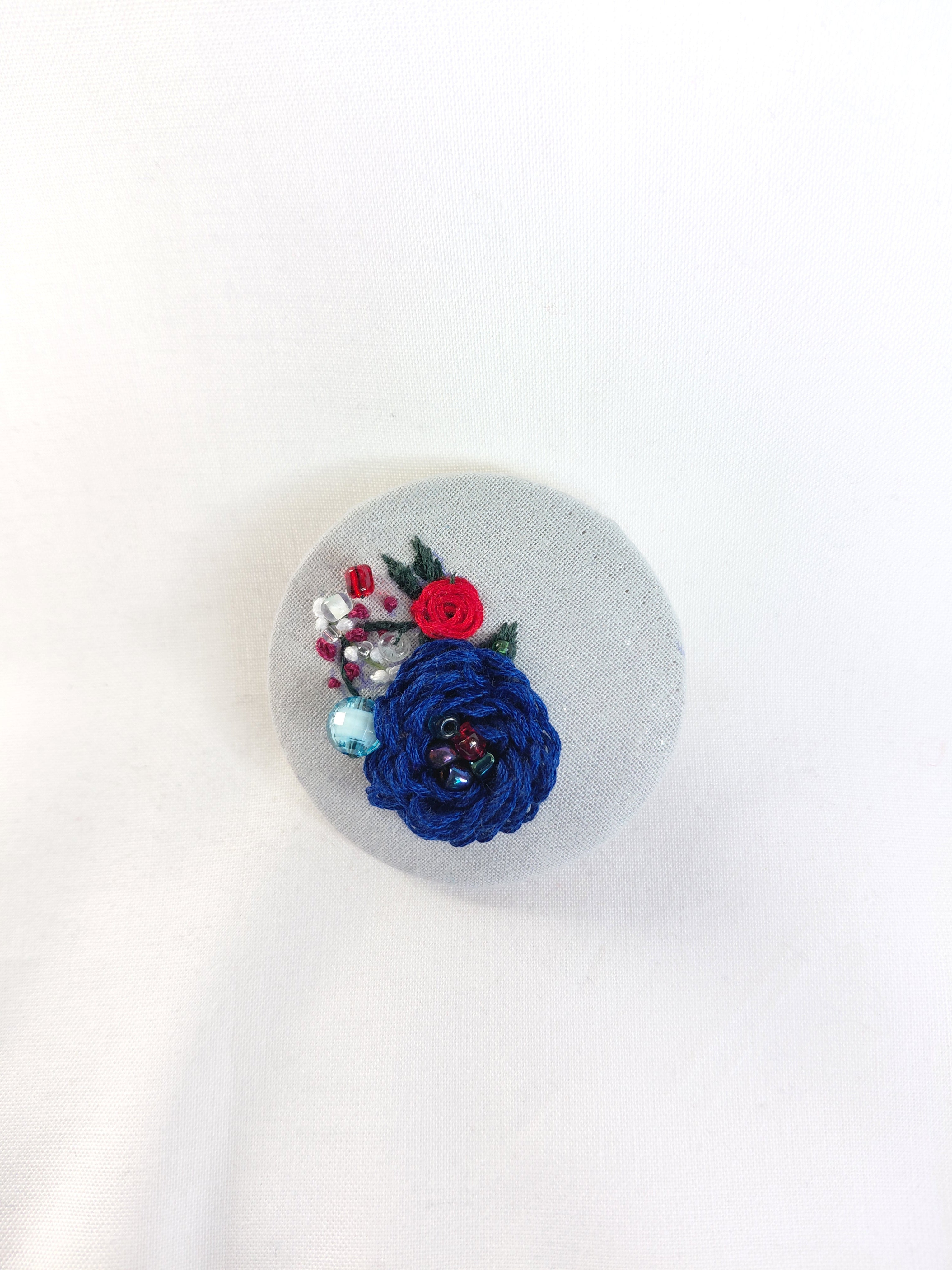 blue flower brooch 052- Handcrafted Statement Jewelry