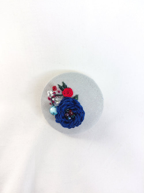 blue flower brooch 052- Handcrafted Statement Jewelry