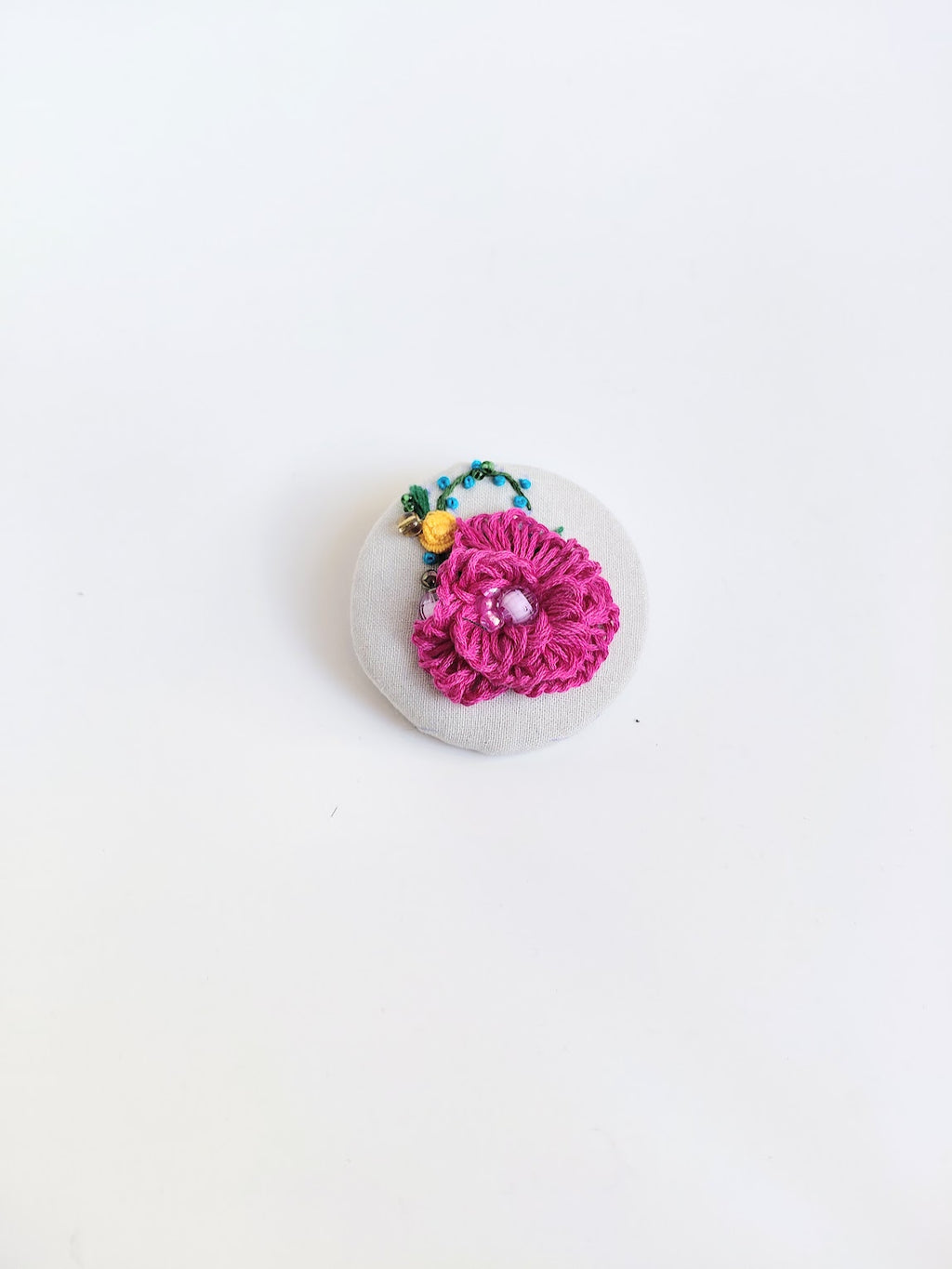 fuschia flower brooch 029- Handcrafted Statement Jewelry