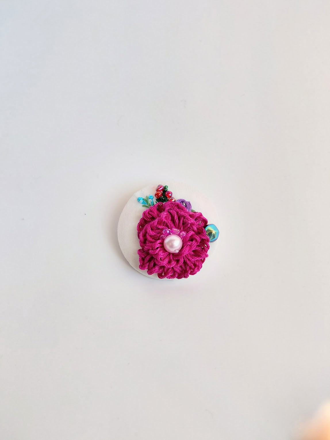 fuschia flower brooch 030