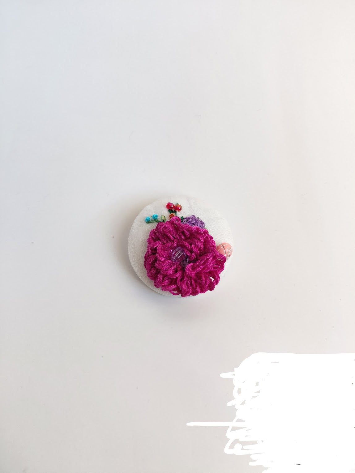 fuschia flower brooch 034