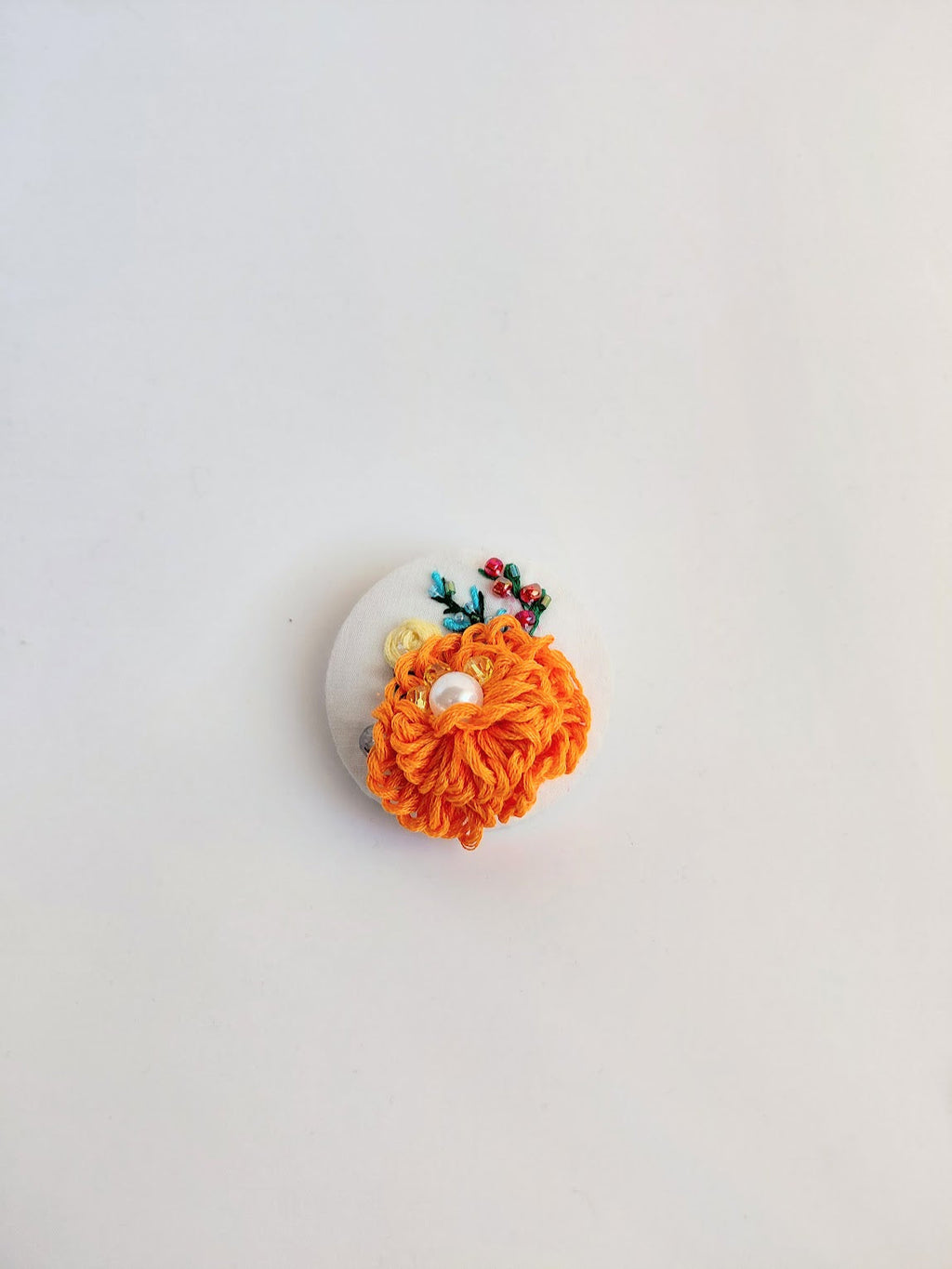 orange Flower Brooch 034- Handcrafted Statement Jewelry