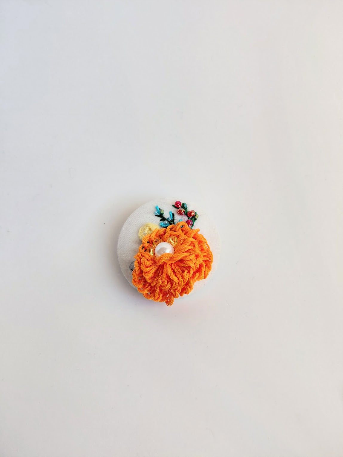 orange Flower Brooch 034- Handcrafted Statement Jewelry