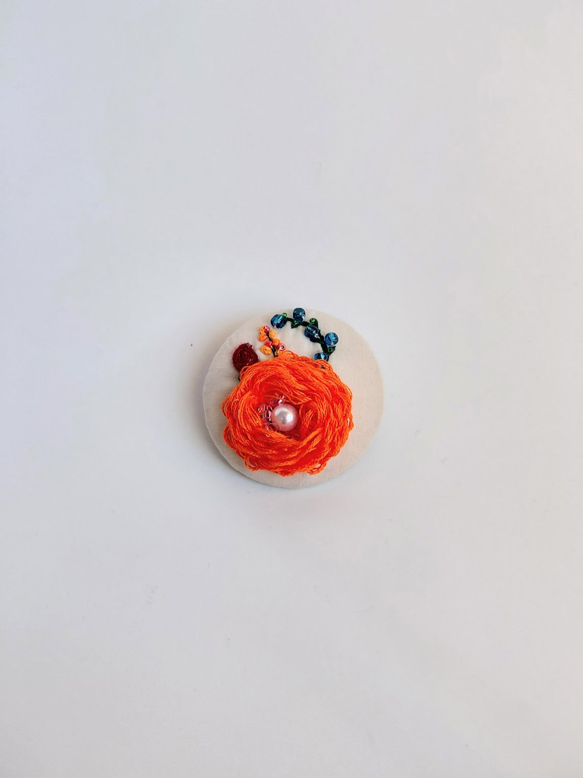 orange Flower Brooch 035- Handcrafted Statement Jewelry