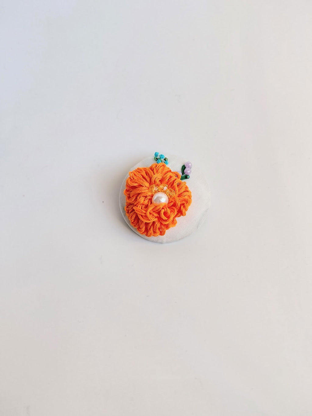 orange Flower Brooch 036- Handcrafted Statement Jewelry
