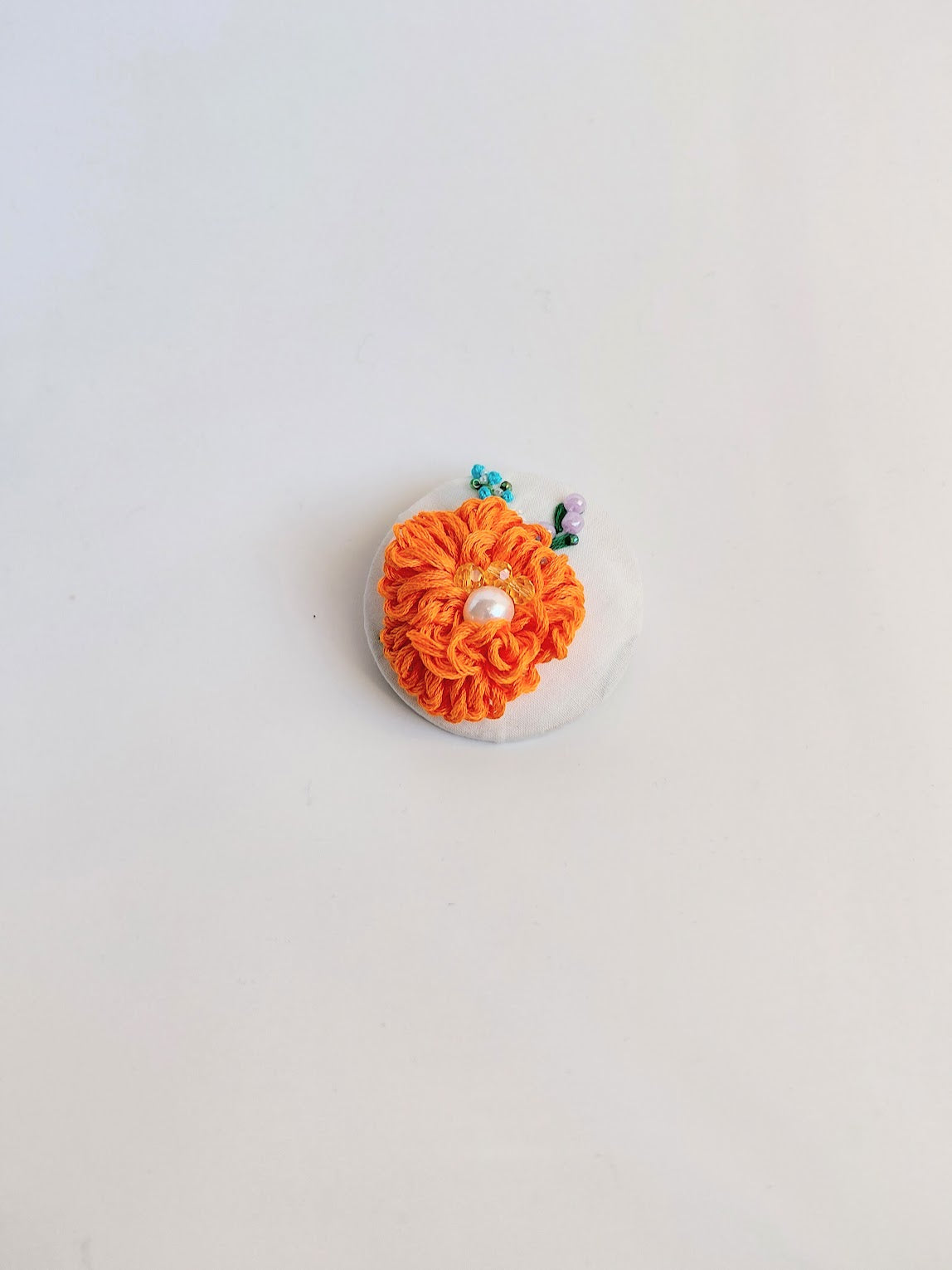 orange Flower Brooch 036- Handcrafted Statement Jewelry