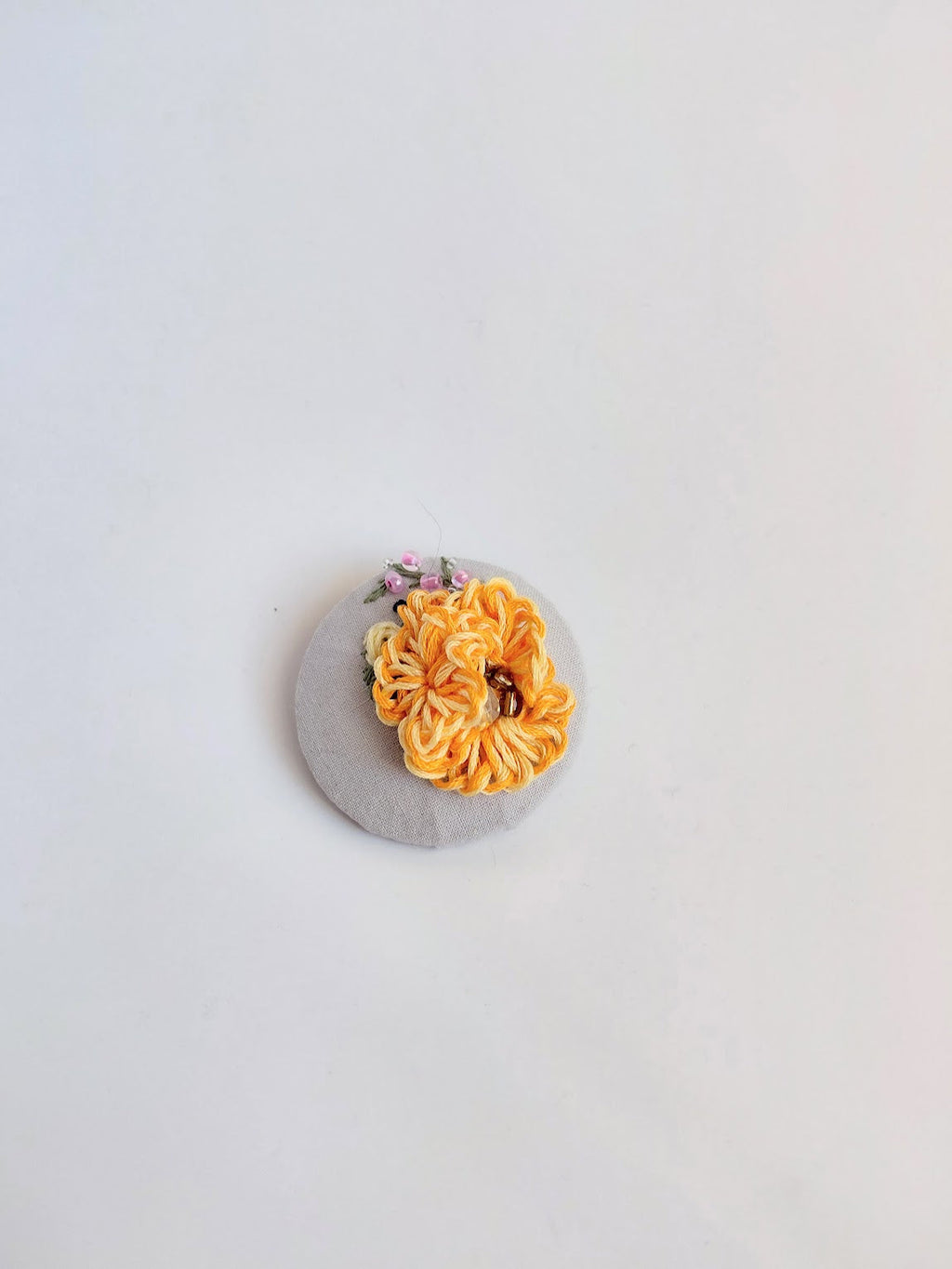 orange Flower Brooch 037- Handcrafted Statement Jewelry